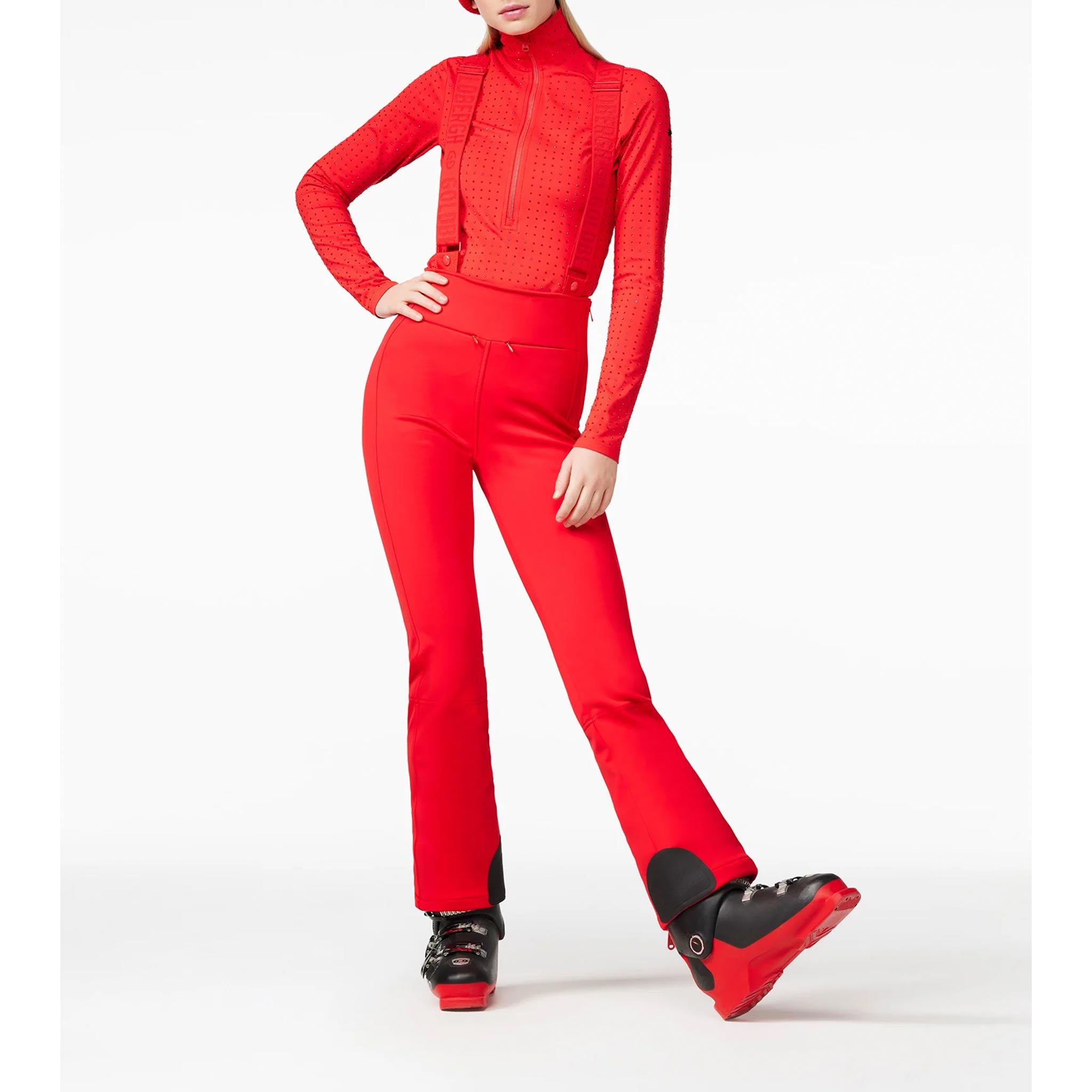 High End Ski Pants in Flame Red