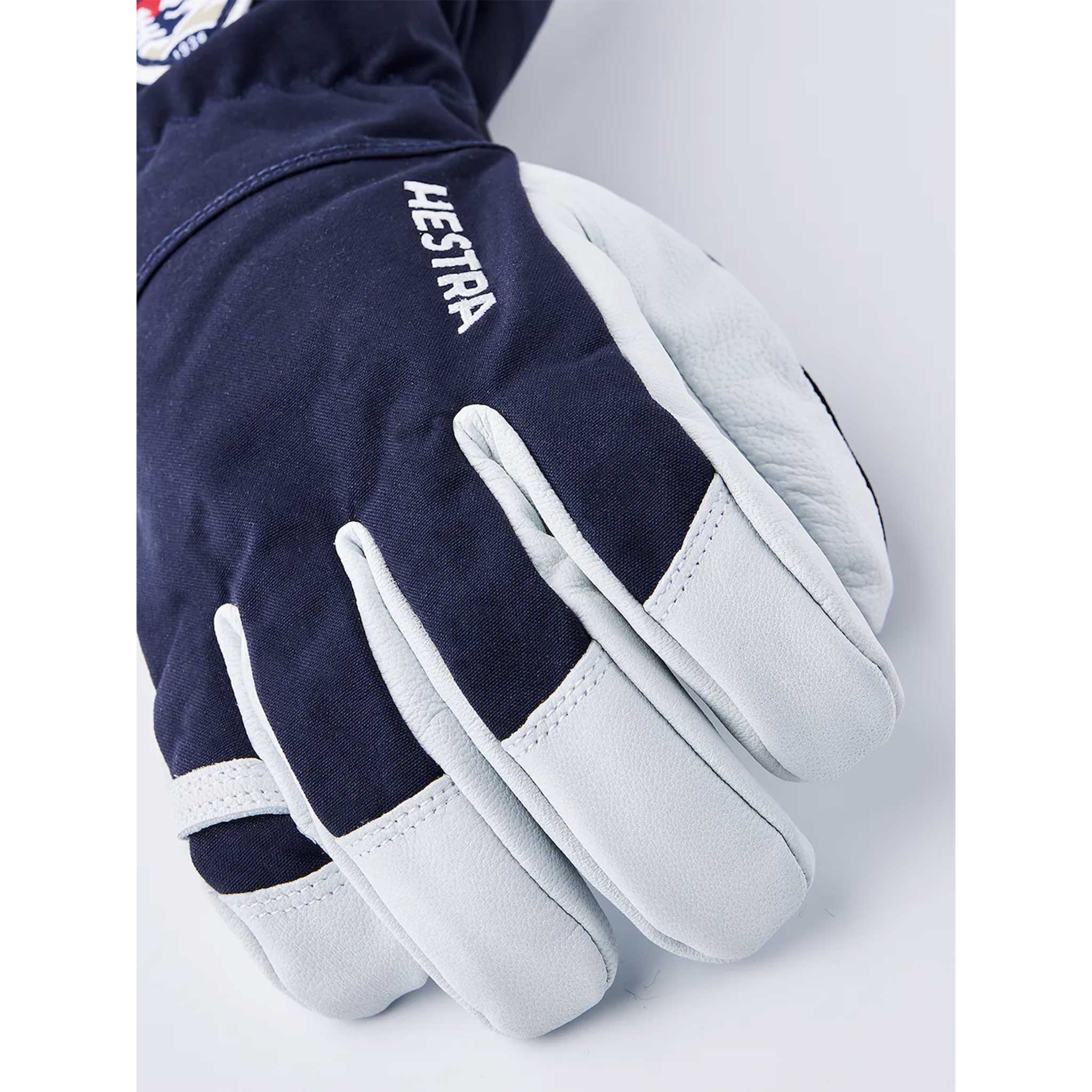Army Leather Heli Ski Gloves in Navy