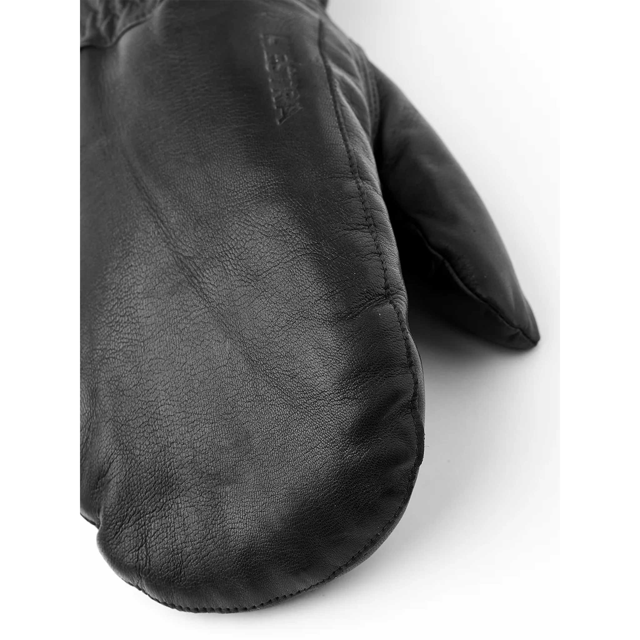 Leather Swiss Wool Classic Mitts in Black