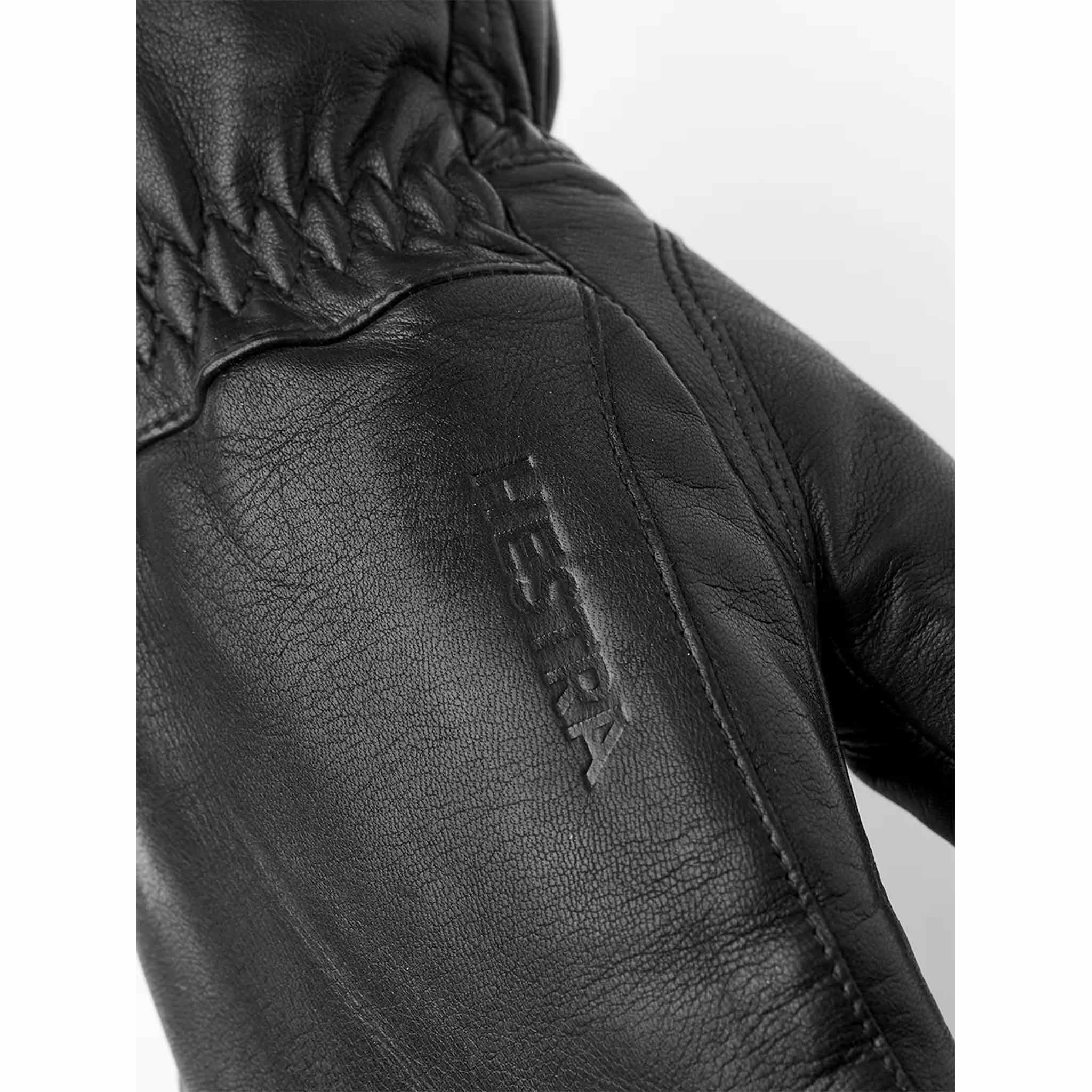 Leather Swiss Wool Classic Mitts in Black
