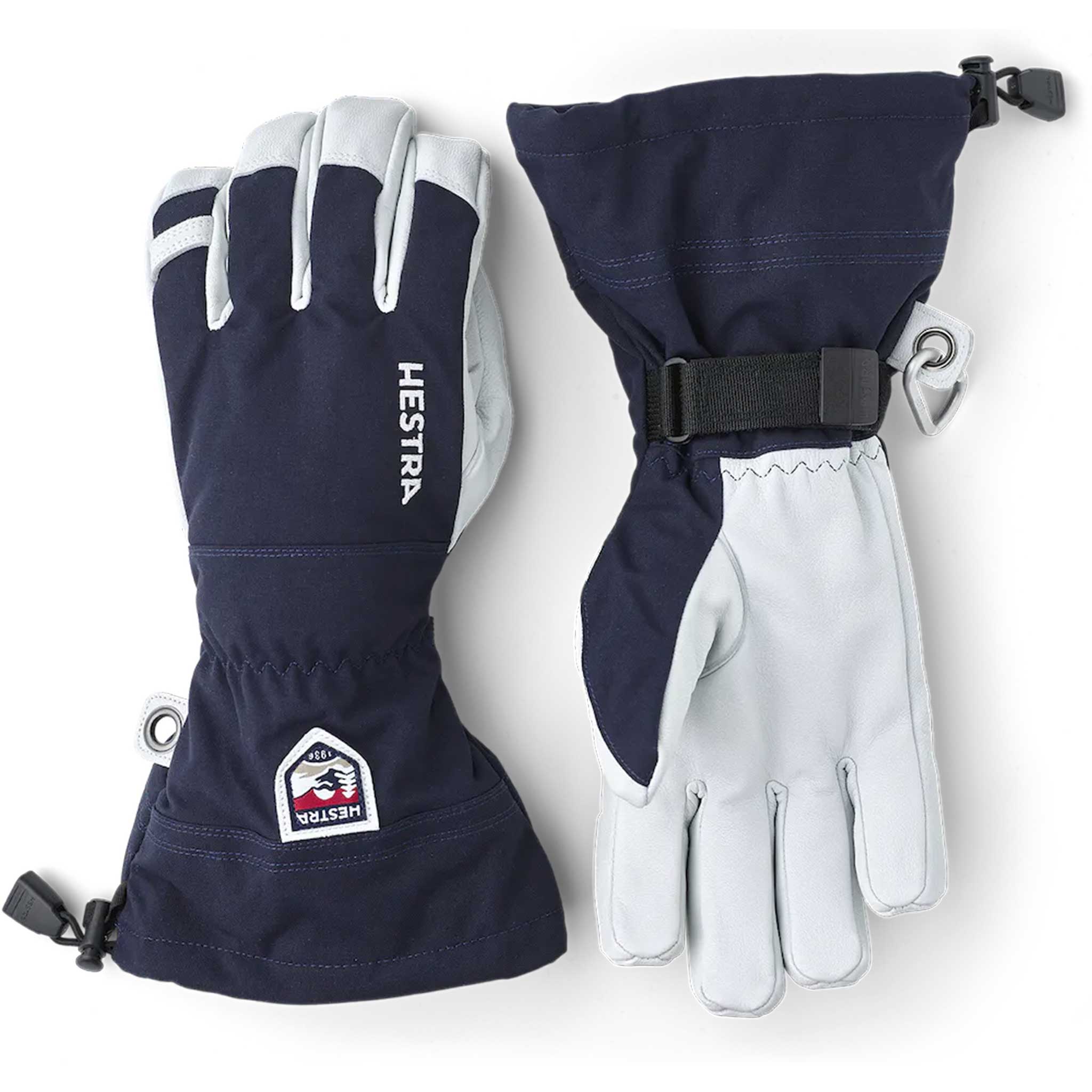 Army Leather Heli Ski Gloves in Navy