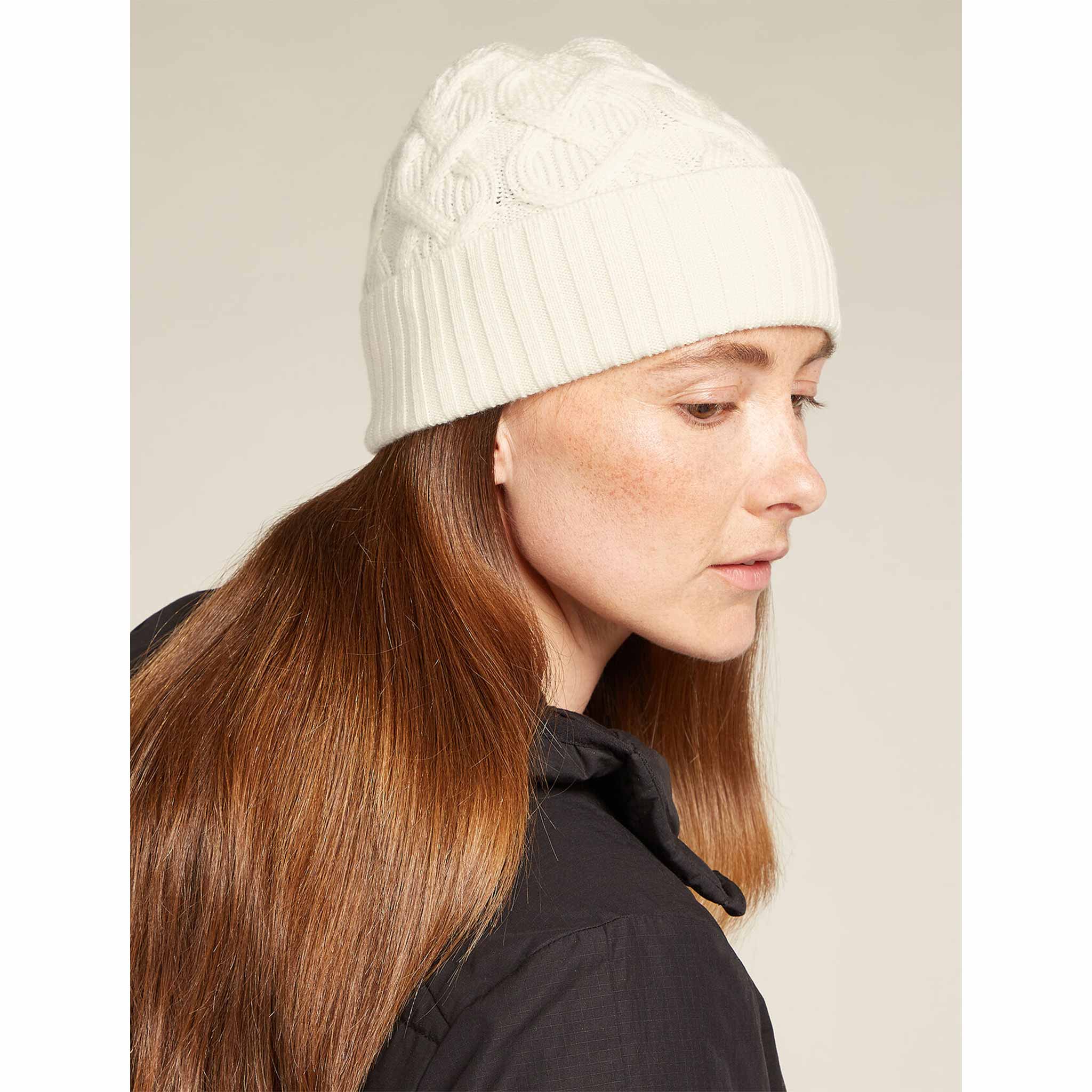 Merino Cable Knit Beanie in Undyed - London Ski Co.