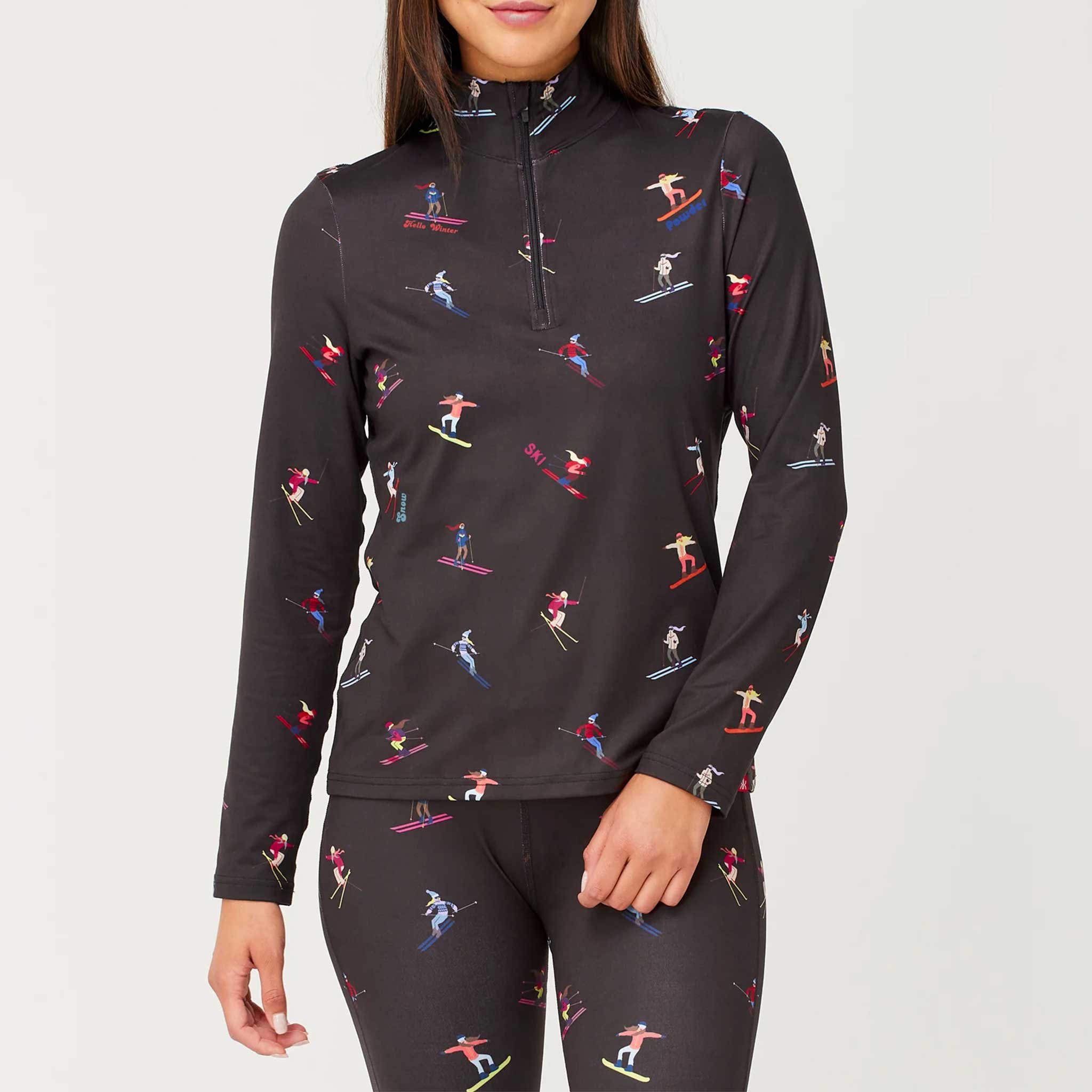 Multi Skiers Quarter Zip in Black