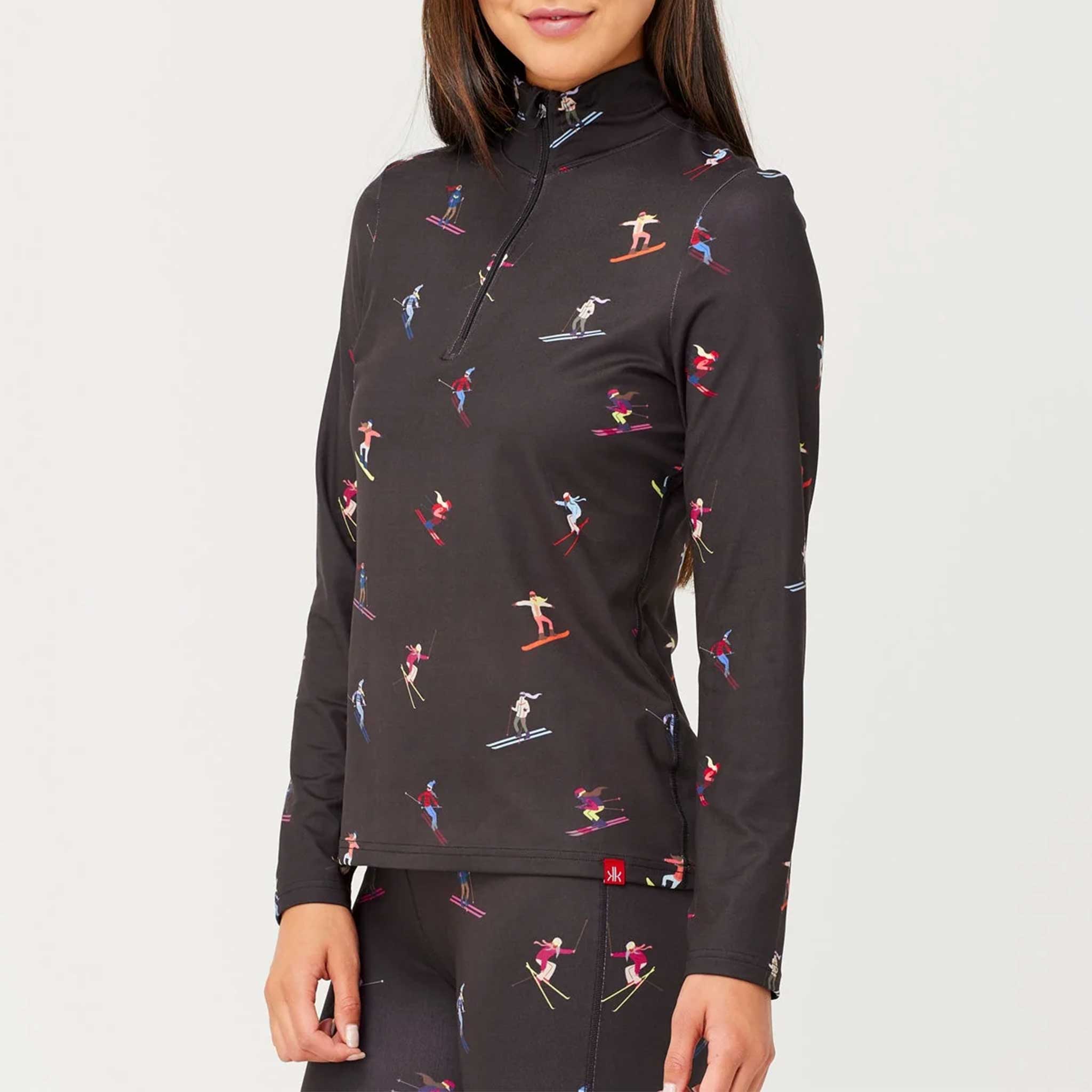 Multi Skiers Quarter Zip in Black