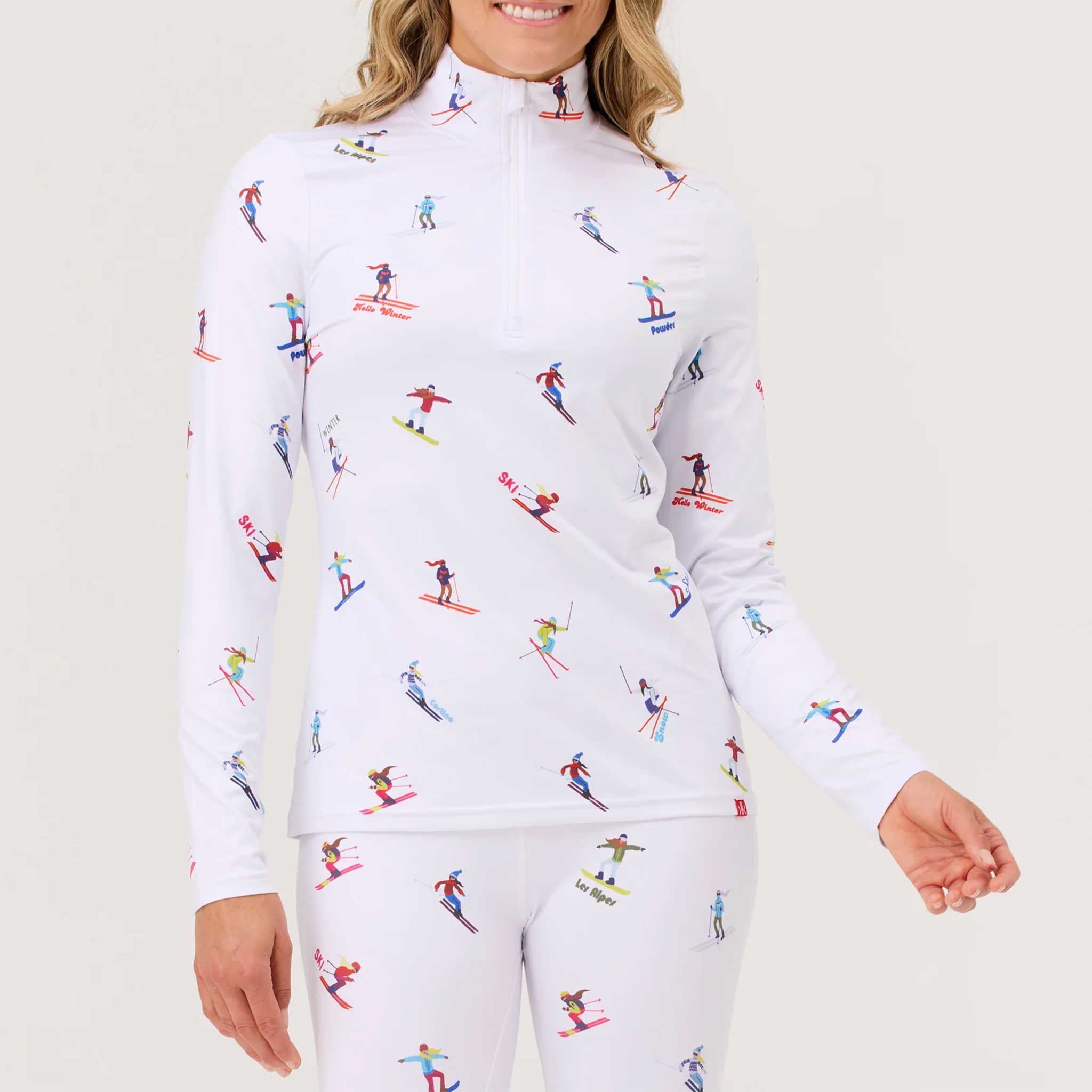 Multi Skiers Quarter Zip in White