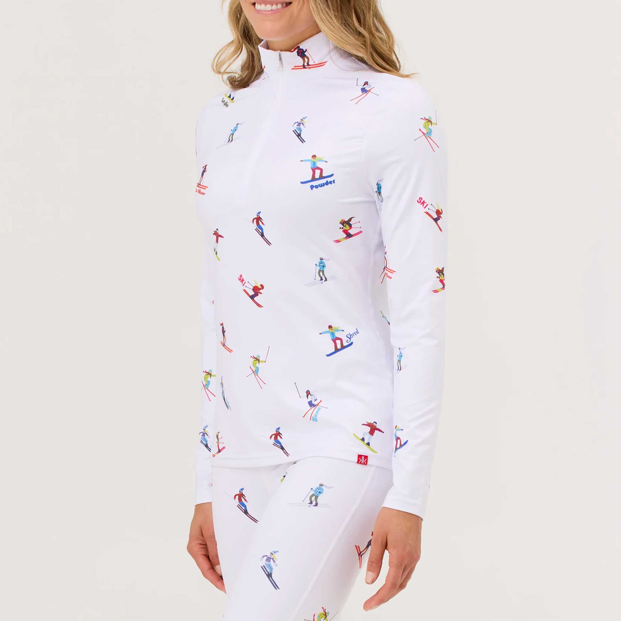 Multi Skiers Quarter Zip in White