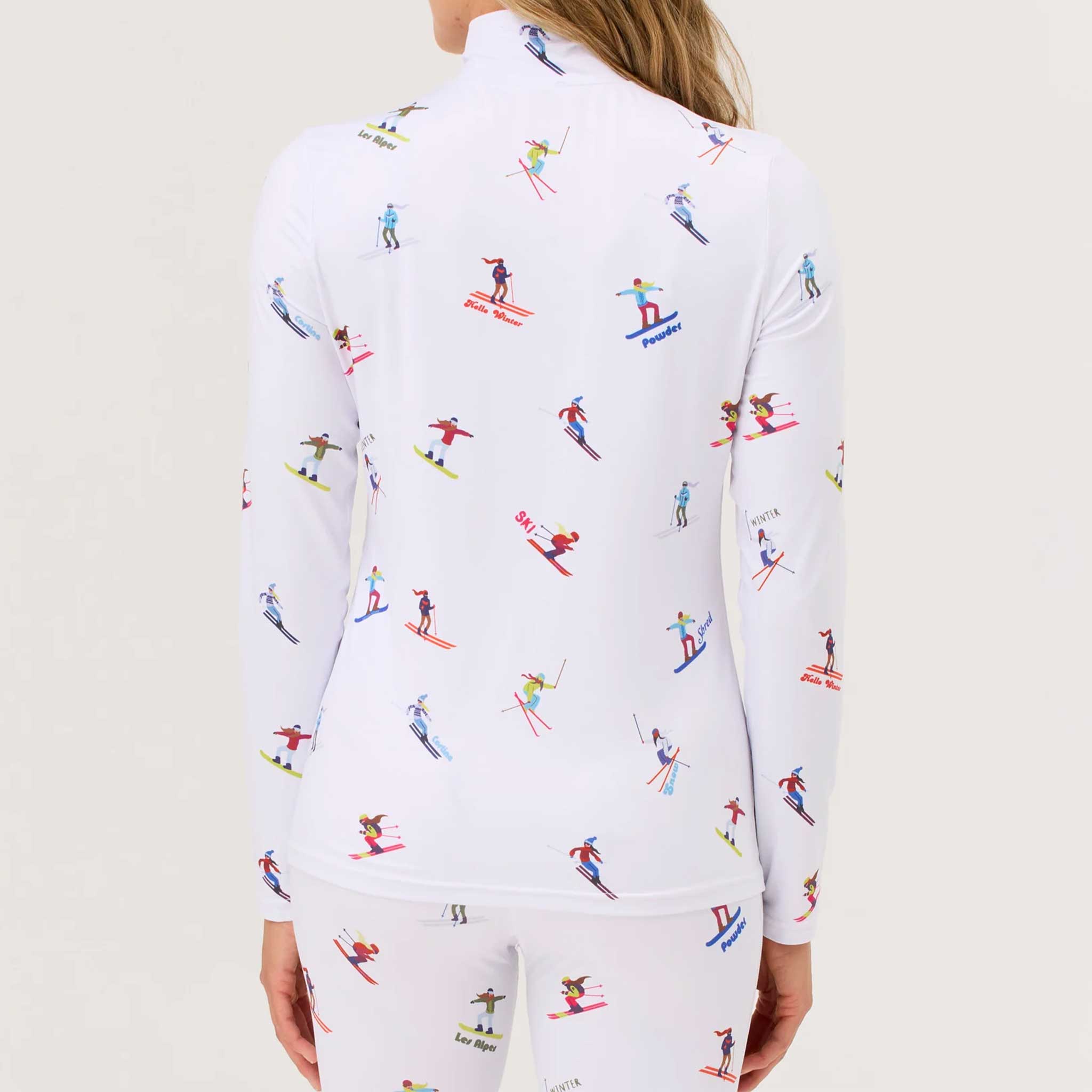 Multi Skiers Quarter Zip in White