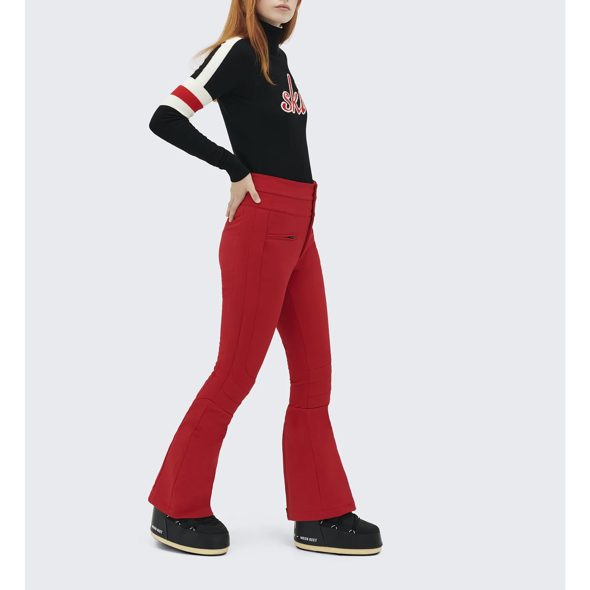 Aurora High Waist Flare Pant in Red