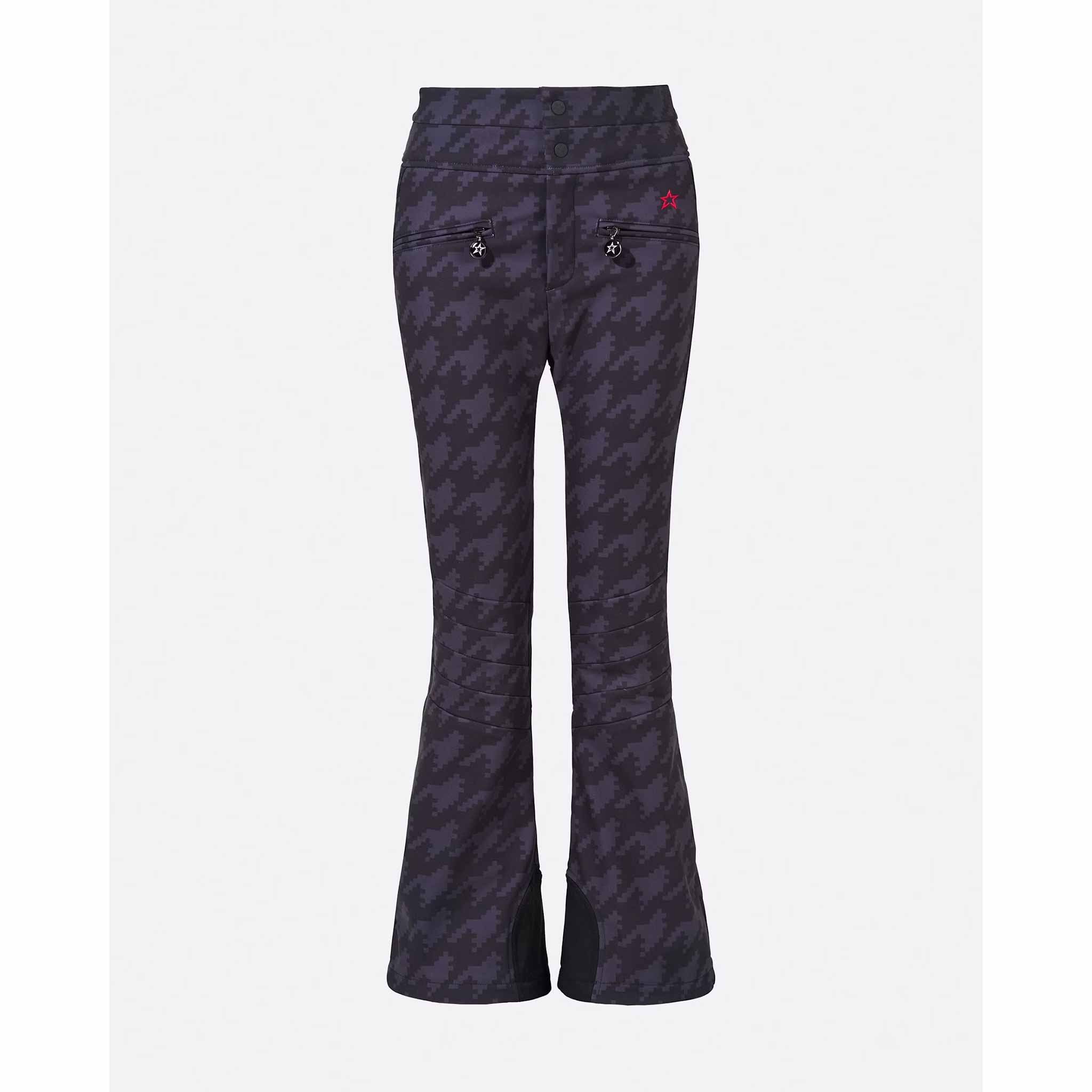 Aurora High Waist Flare Pant in Black Houndstooth - London Ski Co.