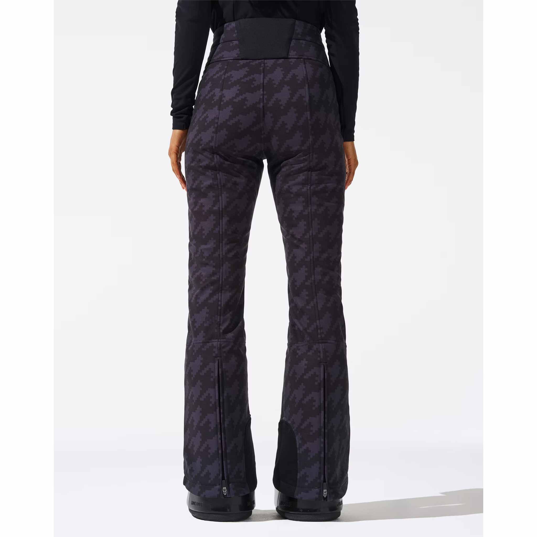 Aurora High Waist Flare Pant in Black Houndstooth - London Ski Co.
