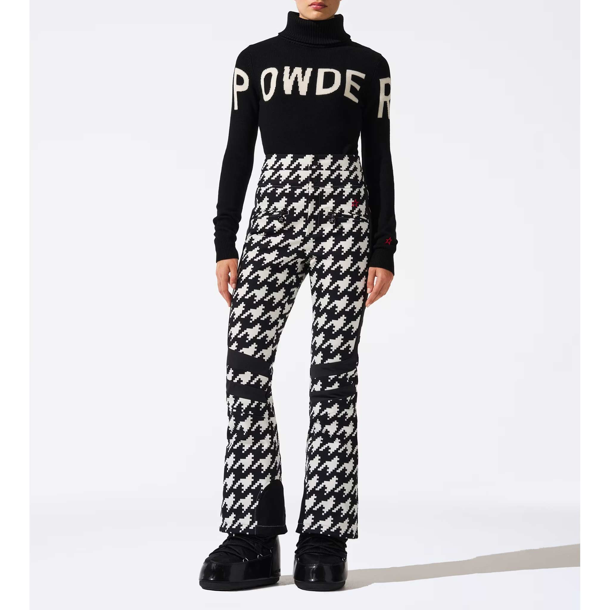 Aurora High Waist Flare Pant in Houndstooth