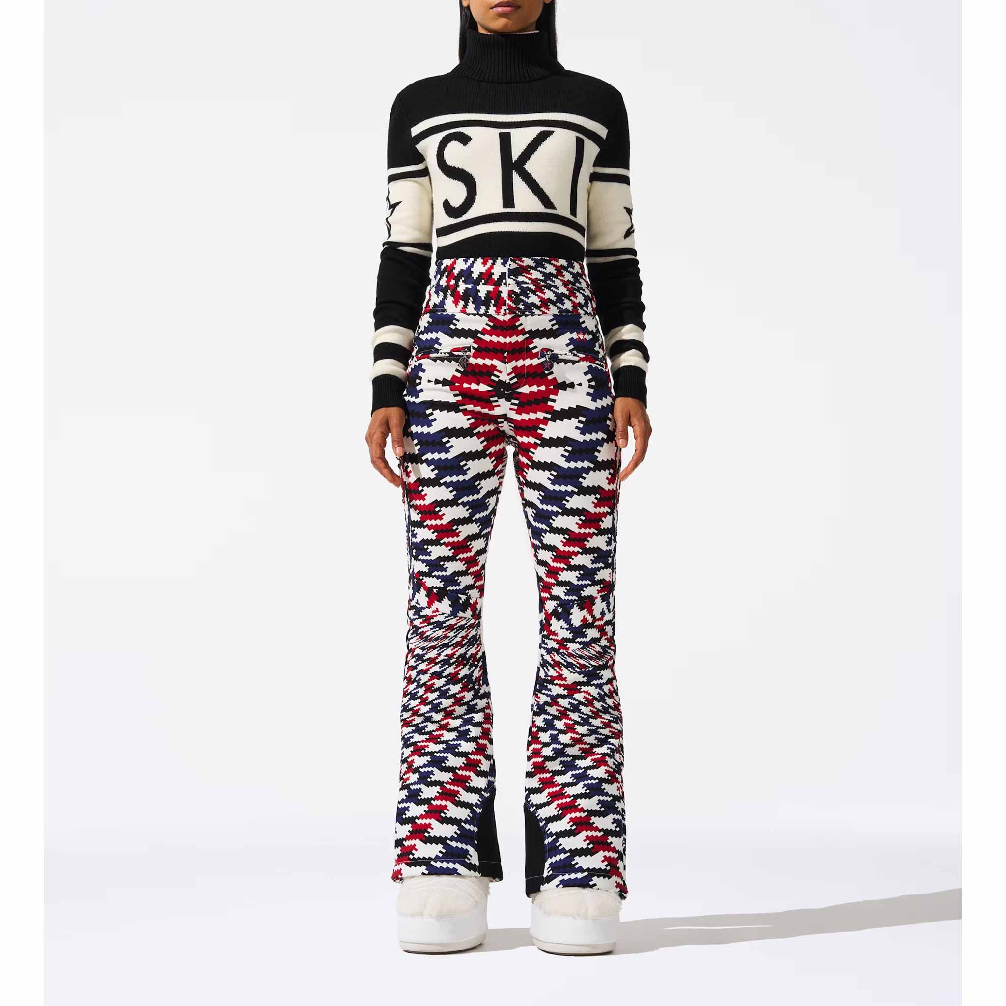 Aurora High Waist Flare Pant in Twisted Houndstooth