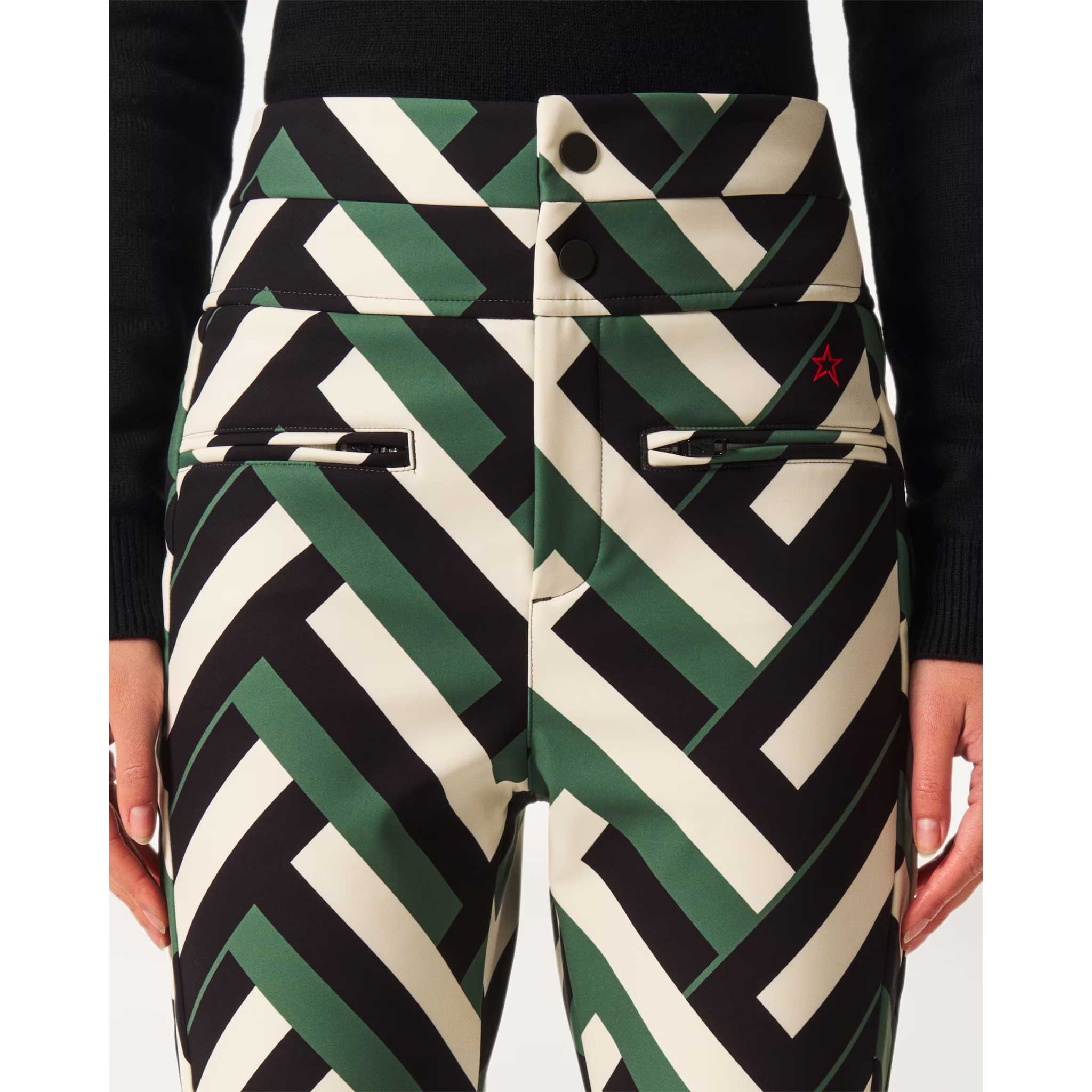 Aurora High Waist Flare Pant in Green Waffle Print