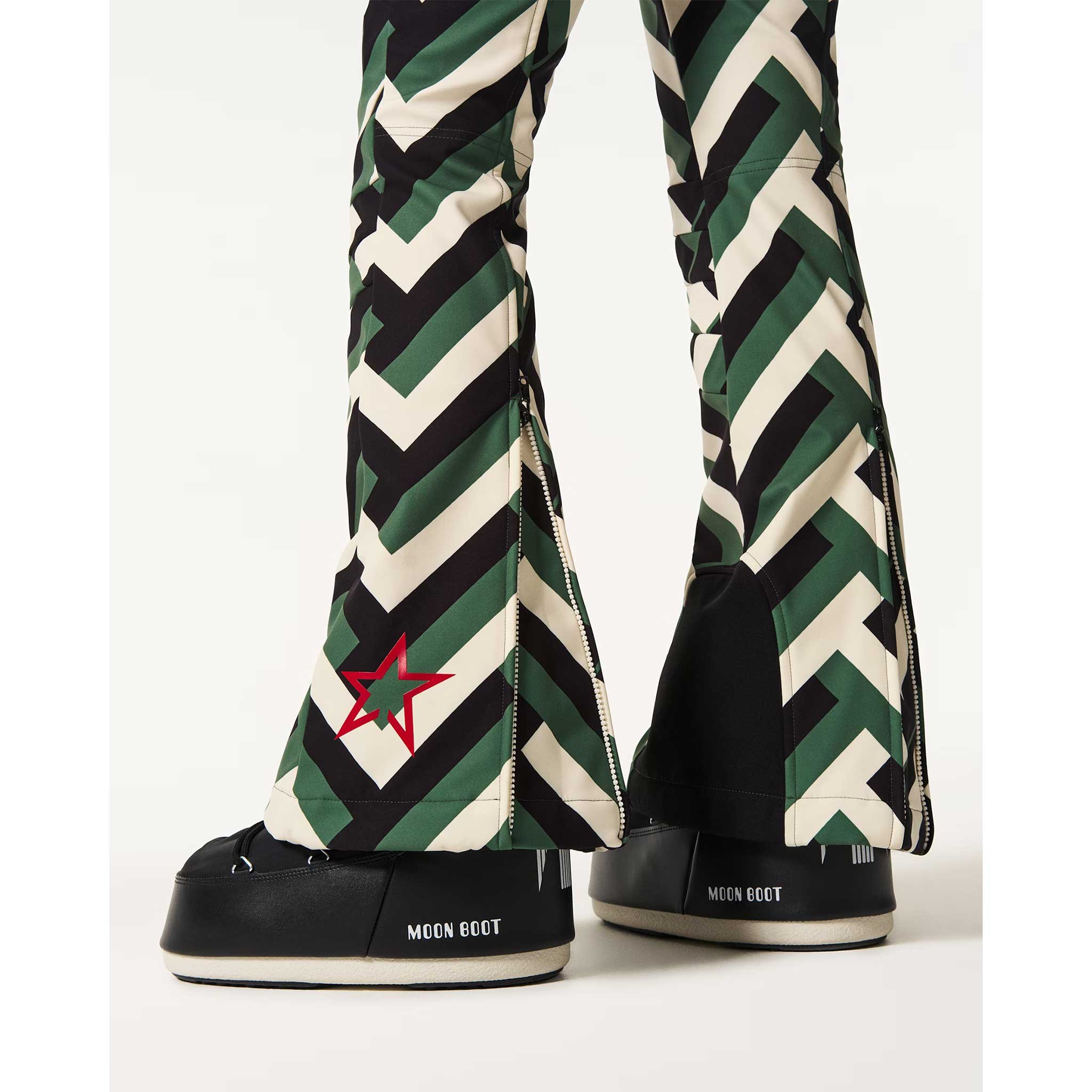 Aurora High Waist Flare Pant in Green Waffle Print