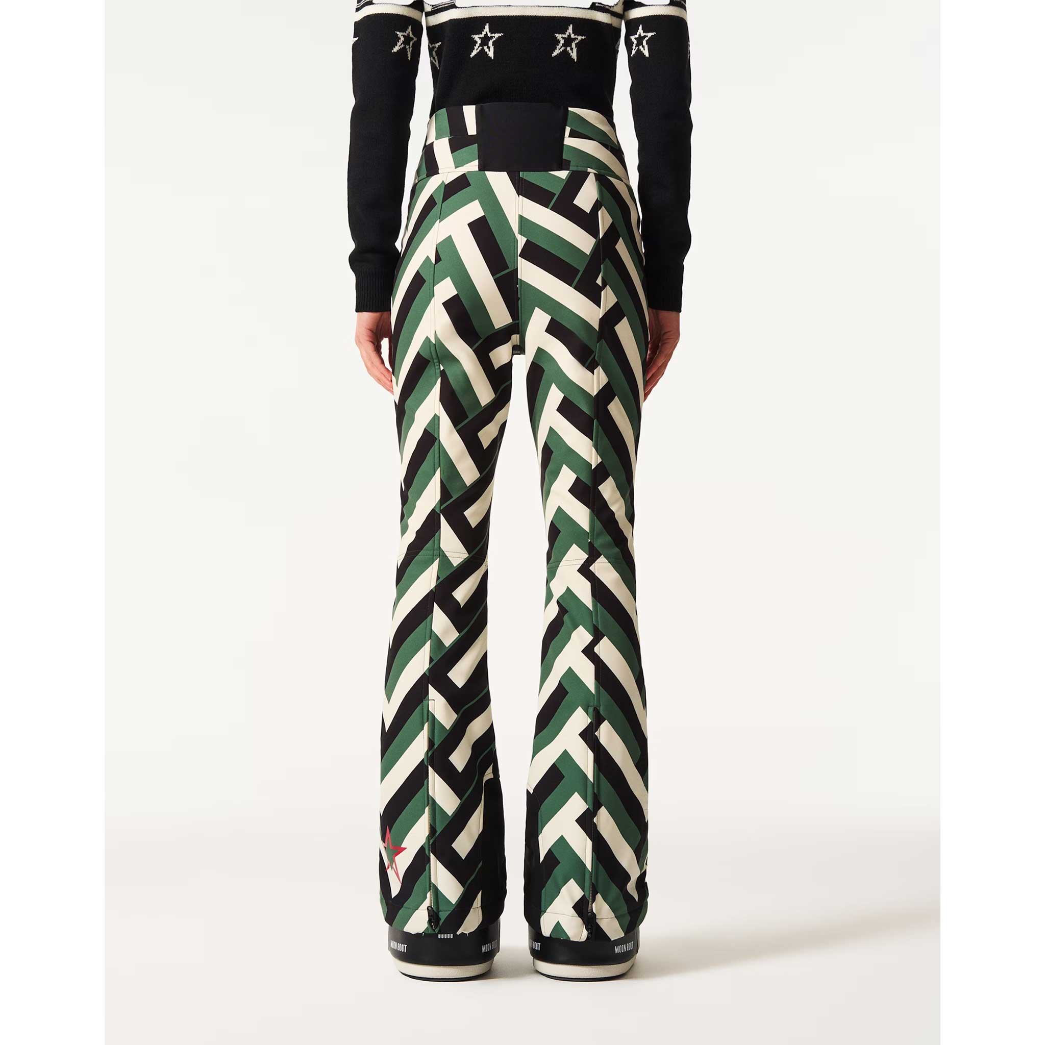 Aurora High Waist Flare Pant in Green Waffle Print