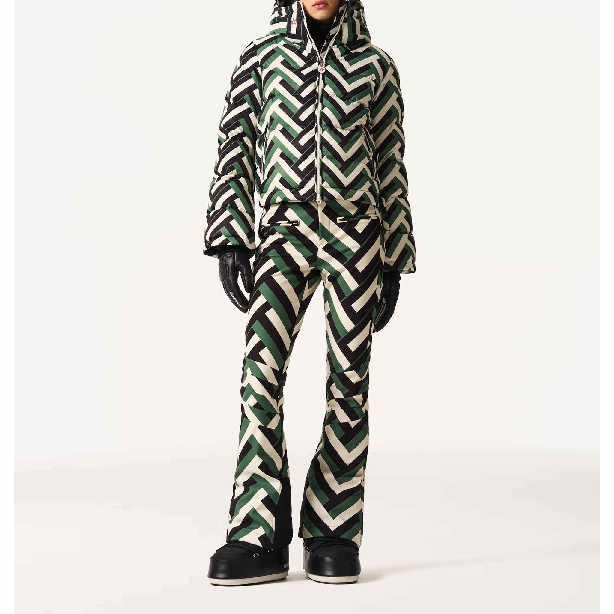 Polar Flare III Ski Jacket in Green Waffle Print