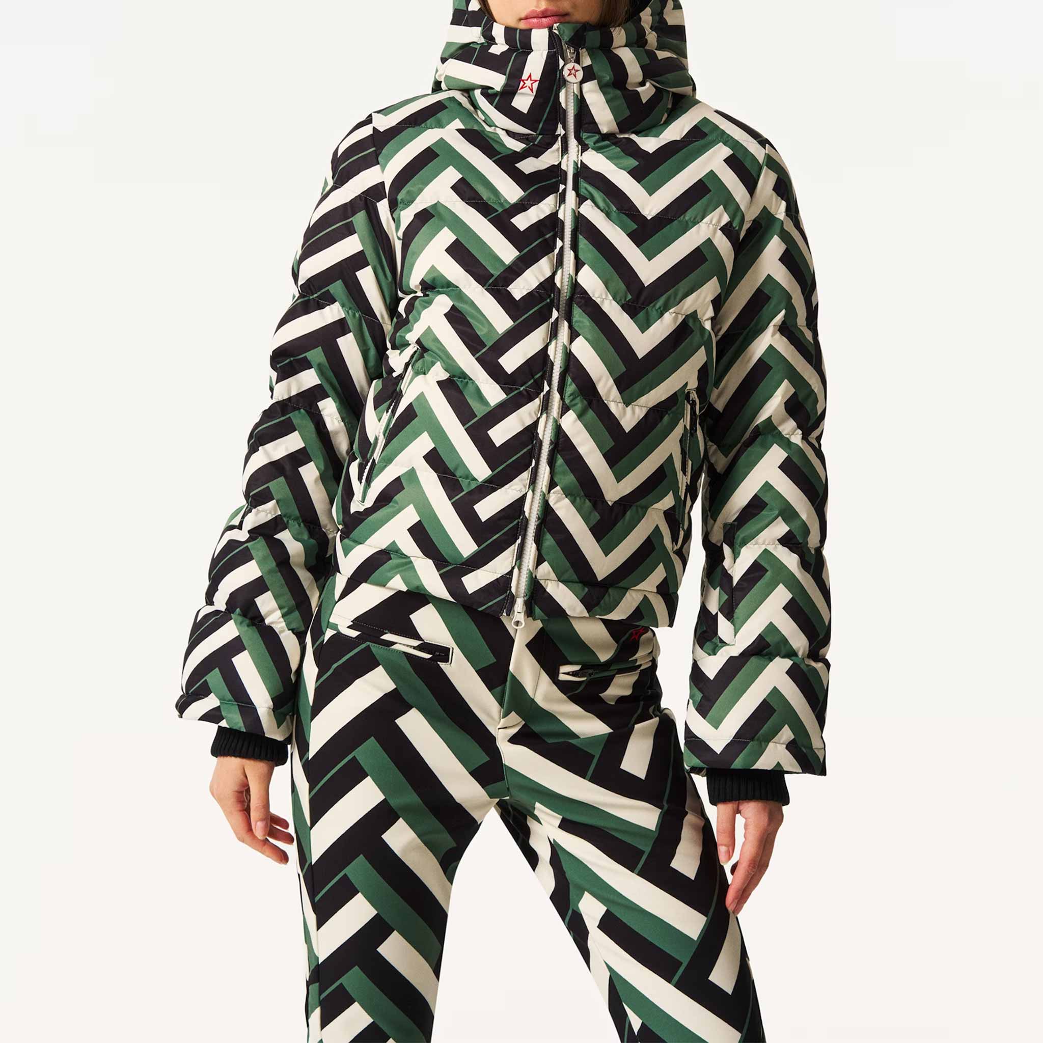 Polar Flare III Ski Jacket in Green Waffle Print