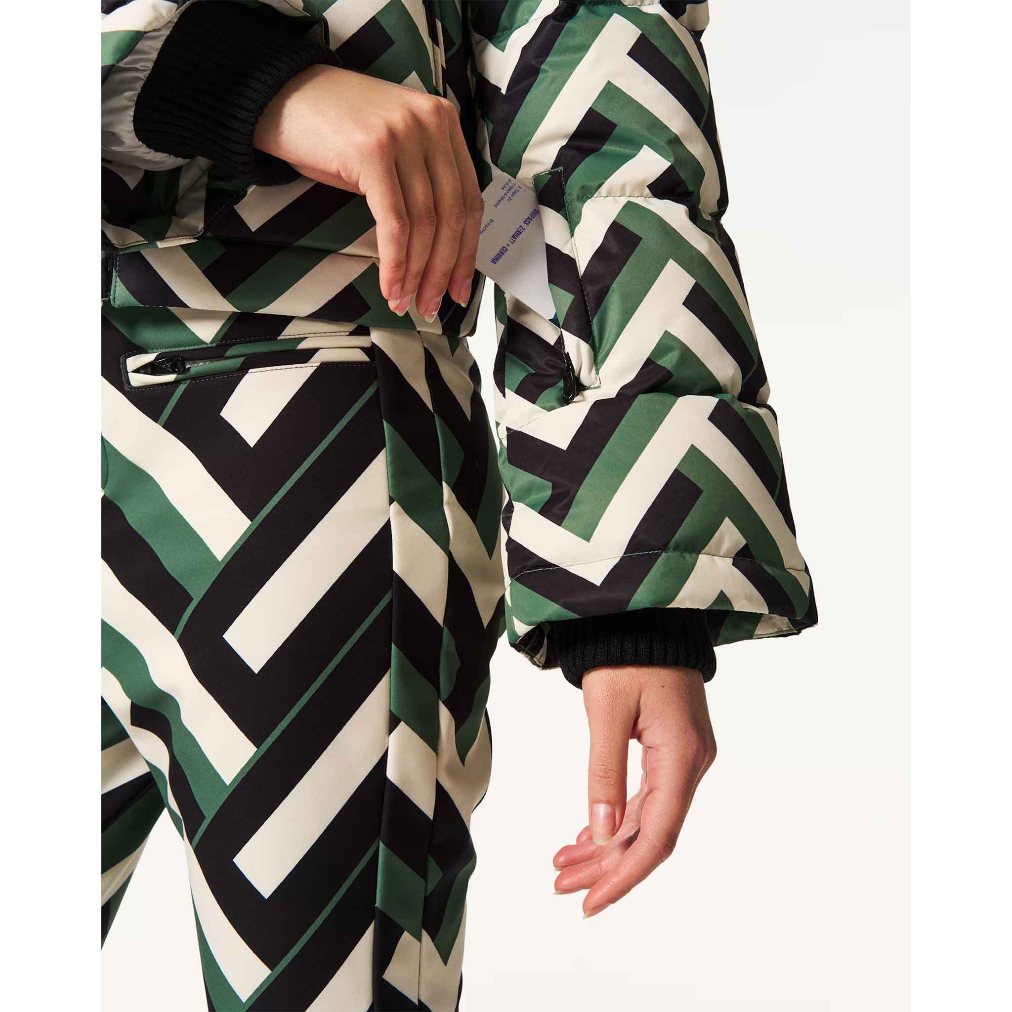 Polar Flare III Ski Jacket in Green Waffle Print