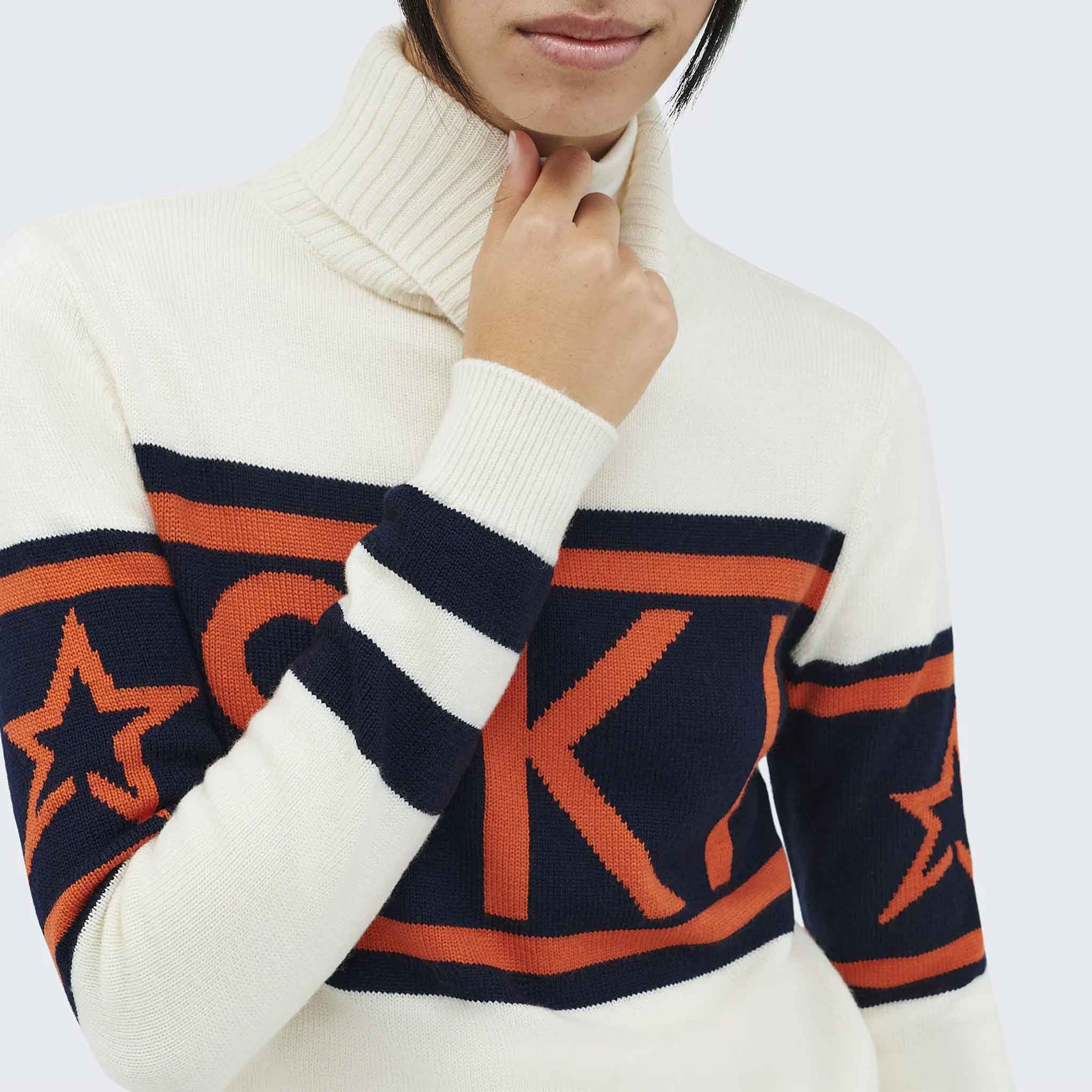 Schild Sweater in Navy/Red/Orange
