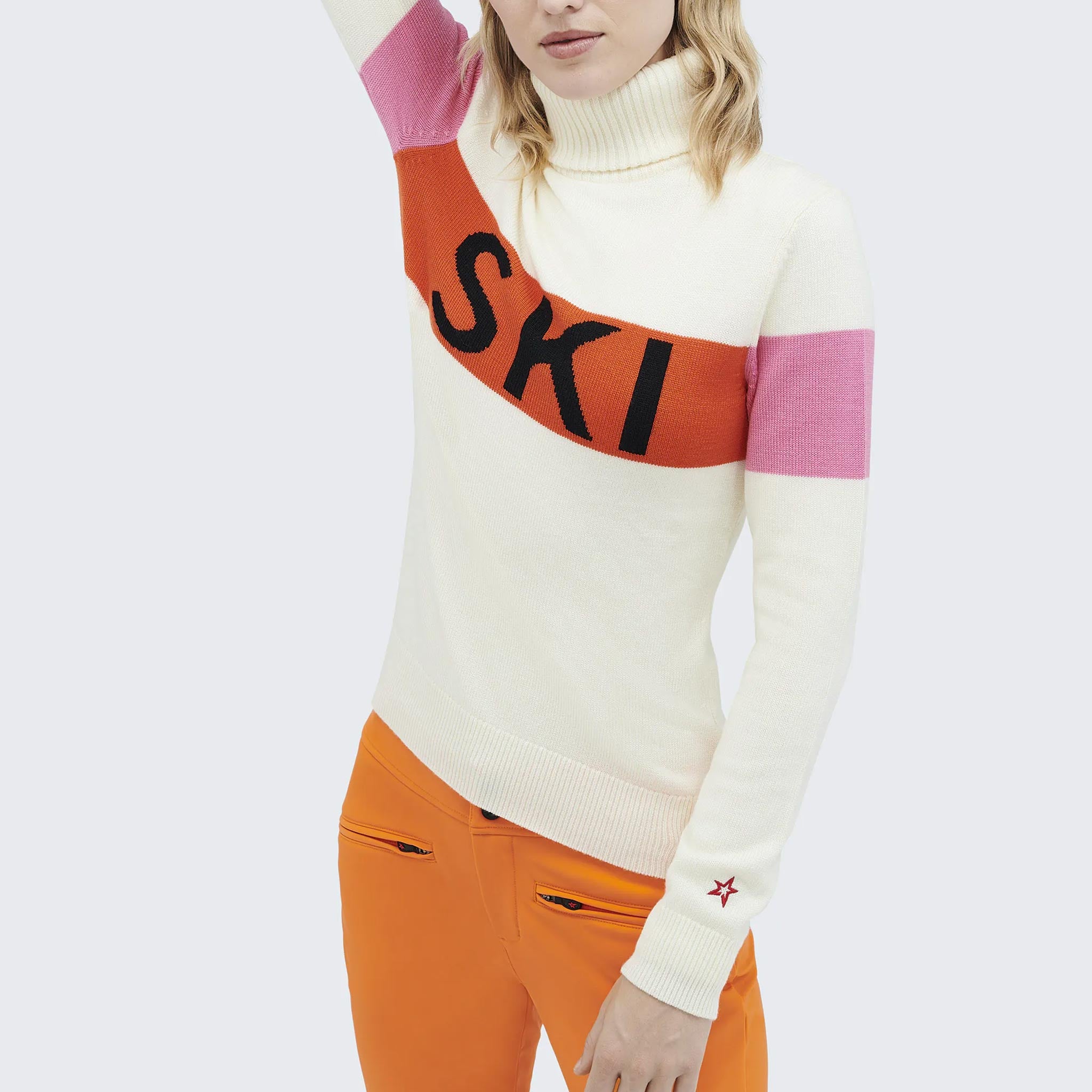 Ski II Sweater in Snow White/Orange Rainbow