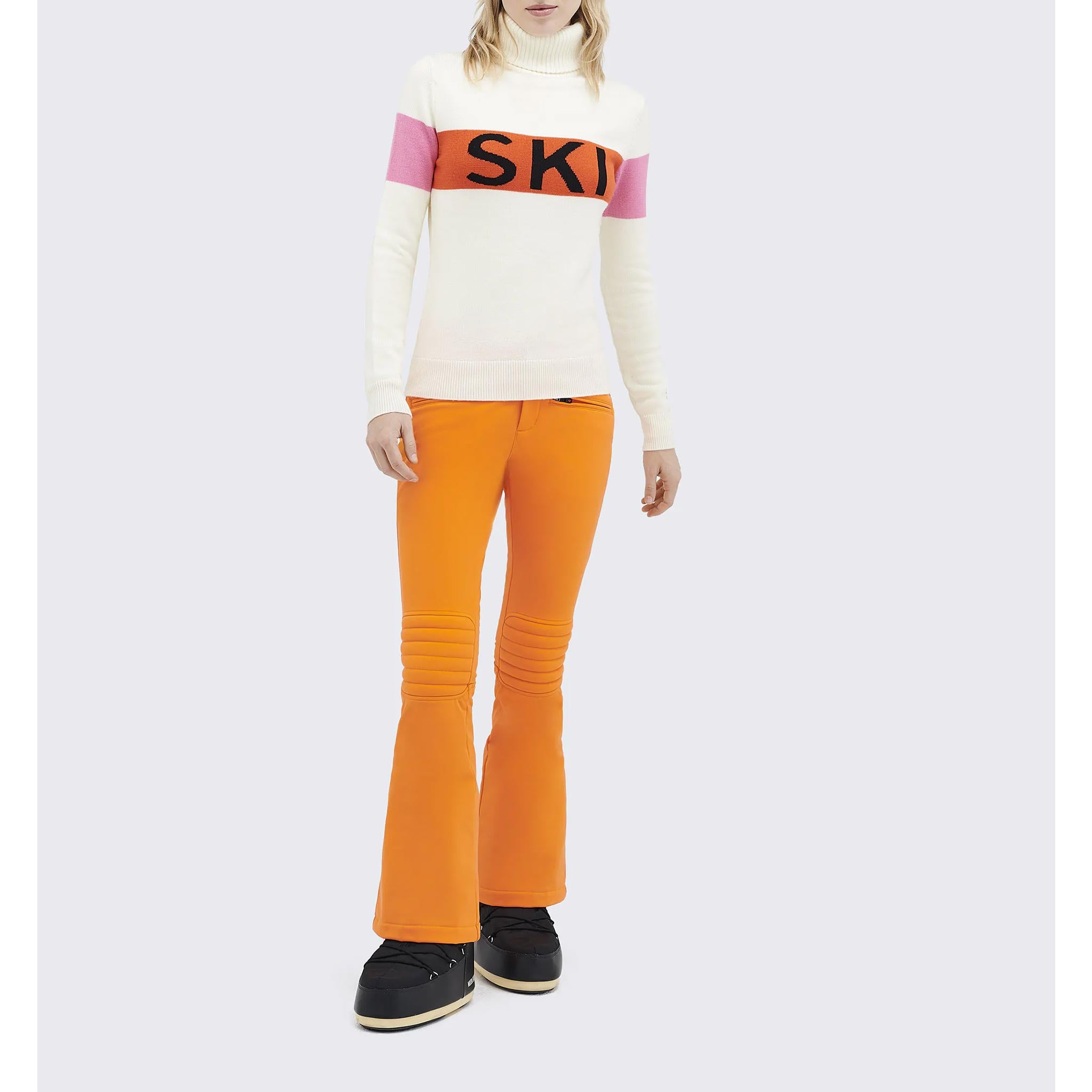 Ski II Sweater in Snow White/Orange Rainbow