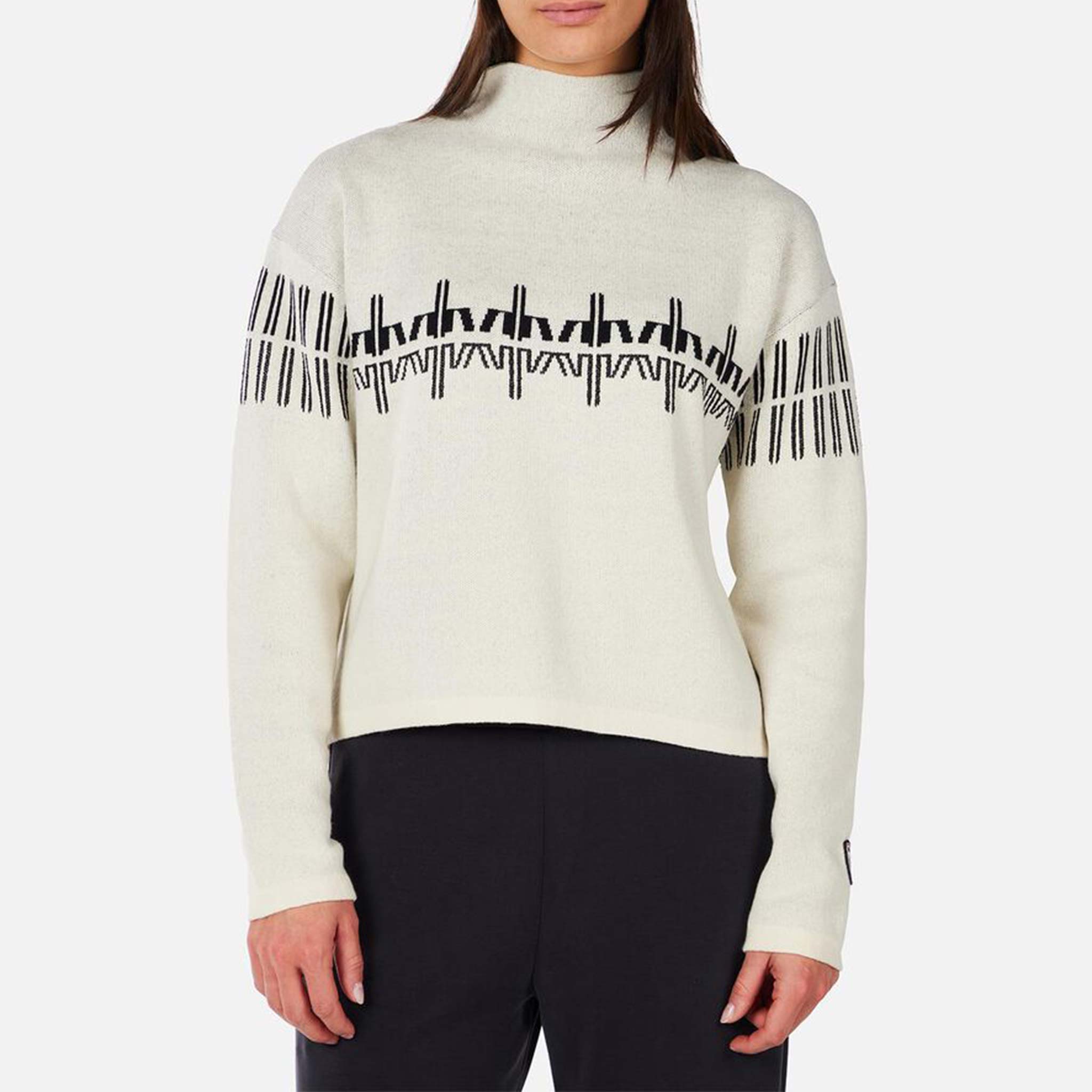 Patterned Turtle Neck Sweater in Nature White