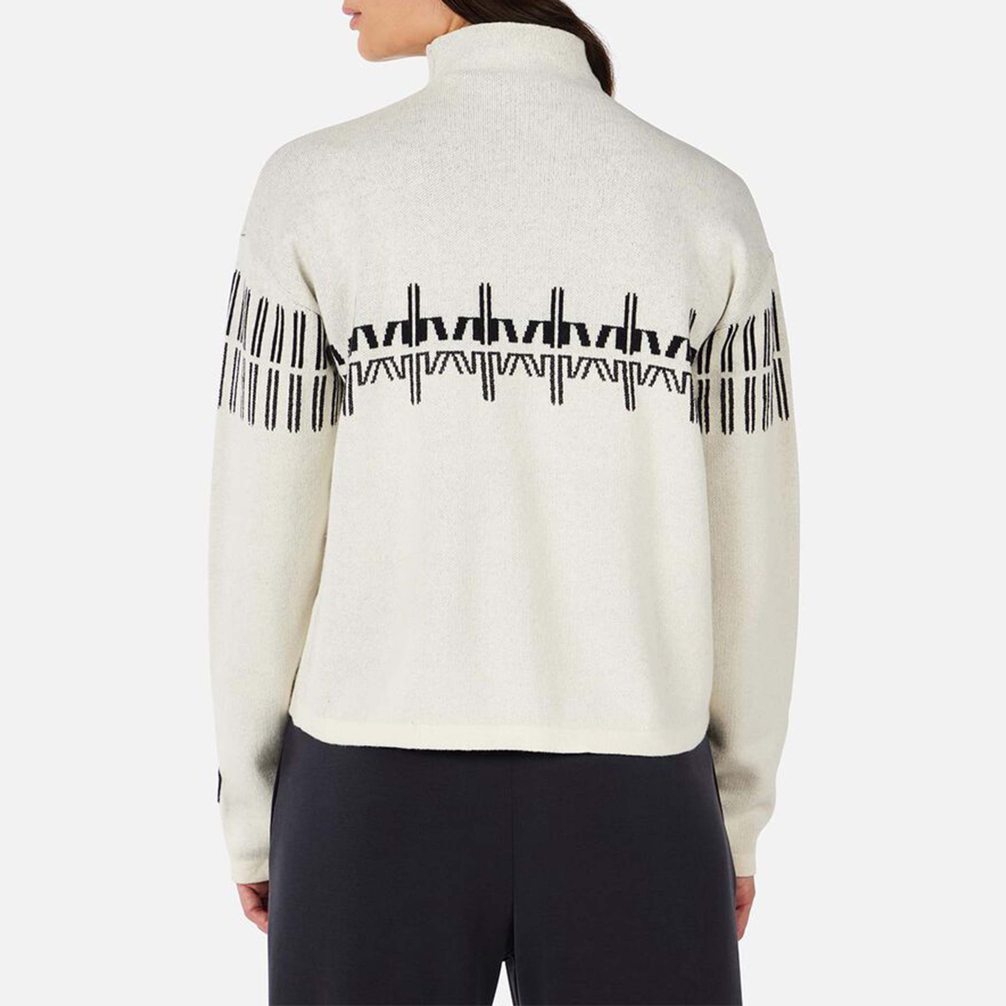 Patterned Turtle Neck Sweater in Nature White