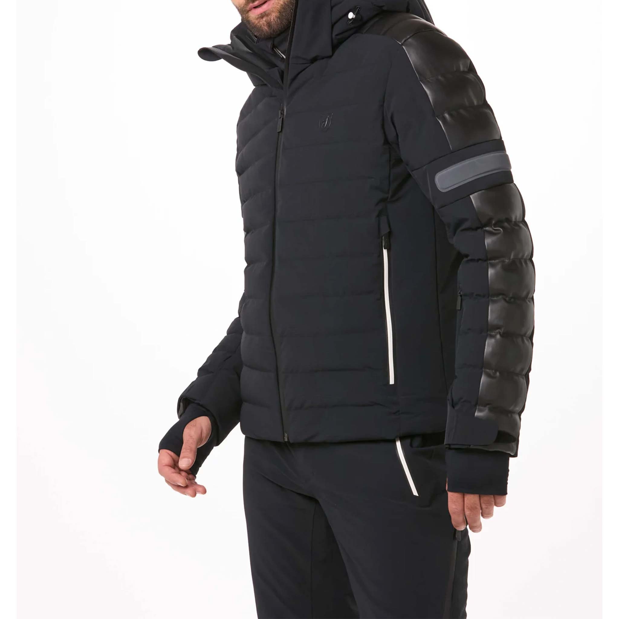 Gideon Faux Leather Ski Jacket in Black