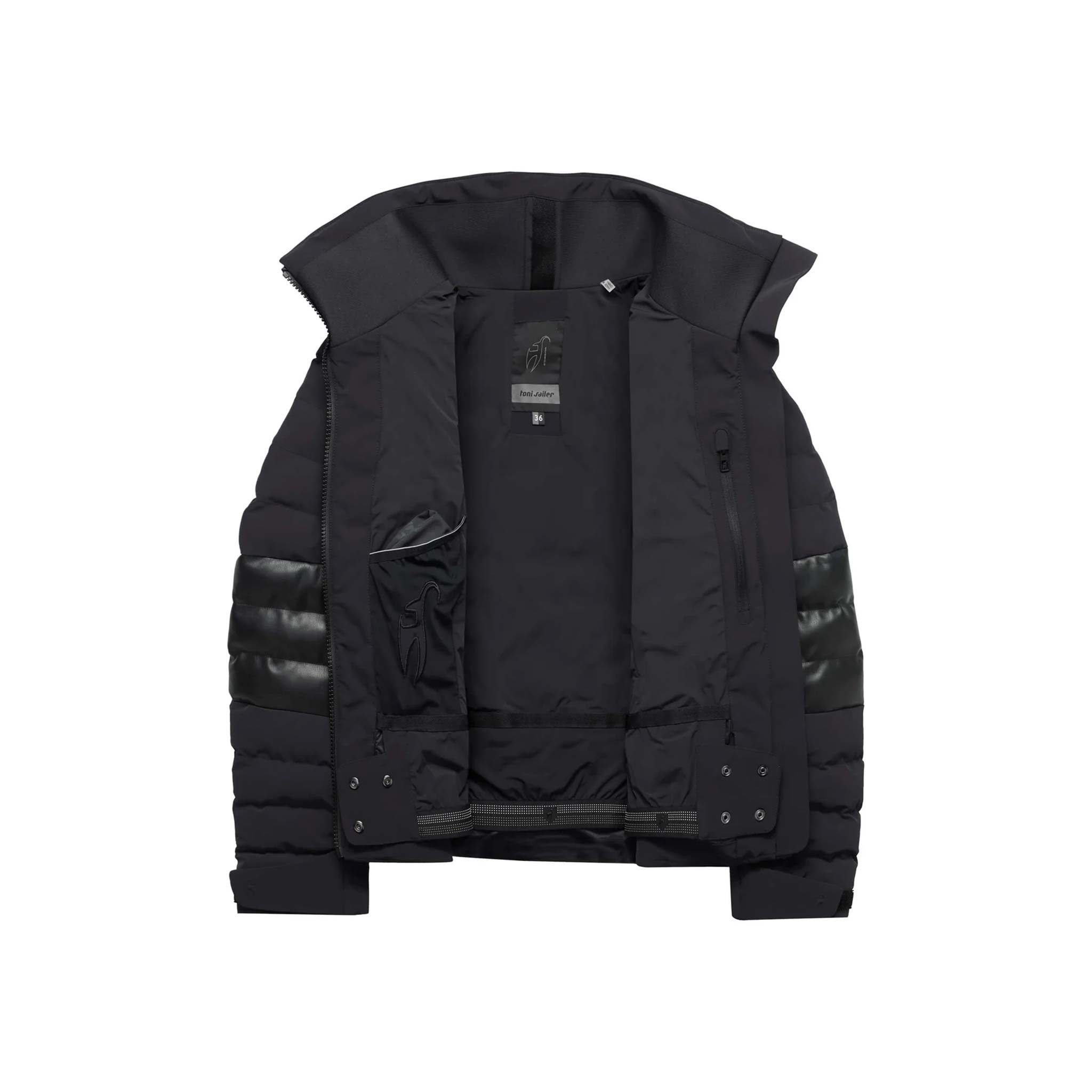 Lisbeth Faux Leather Ski Jacket in Black