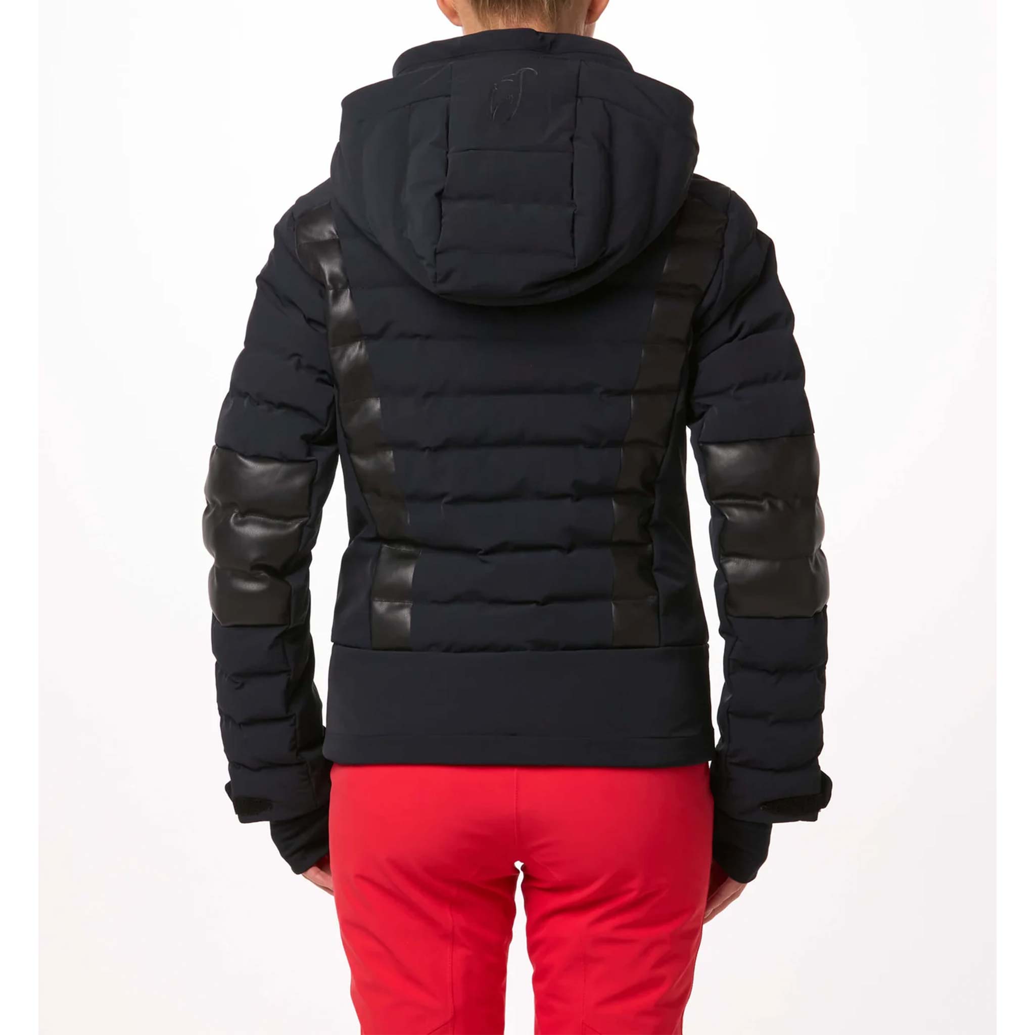 Lisbeth Faux Leather Ski Jacket in Black