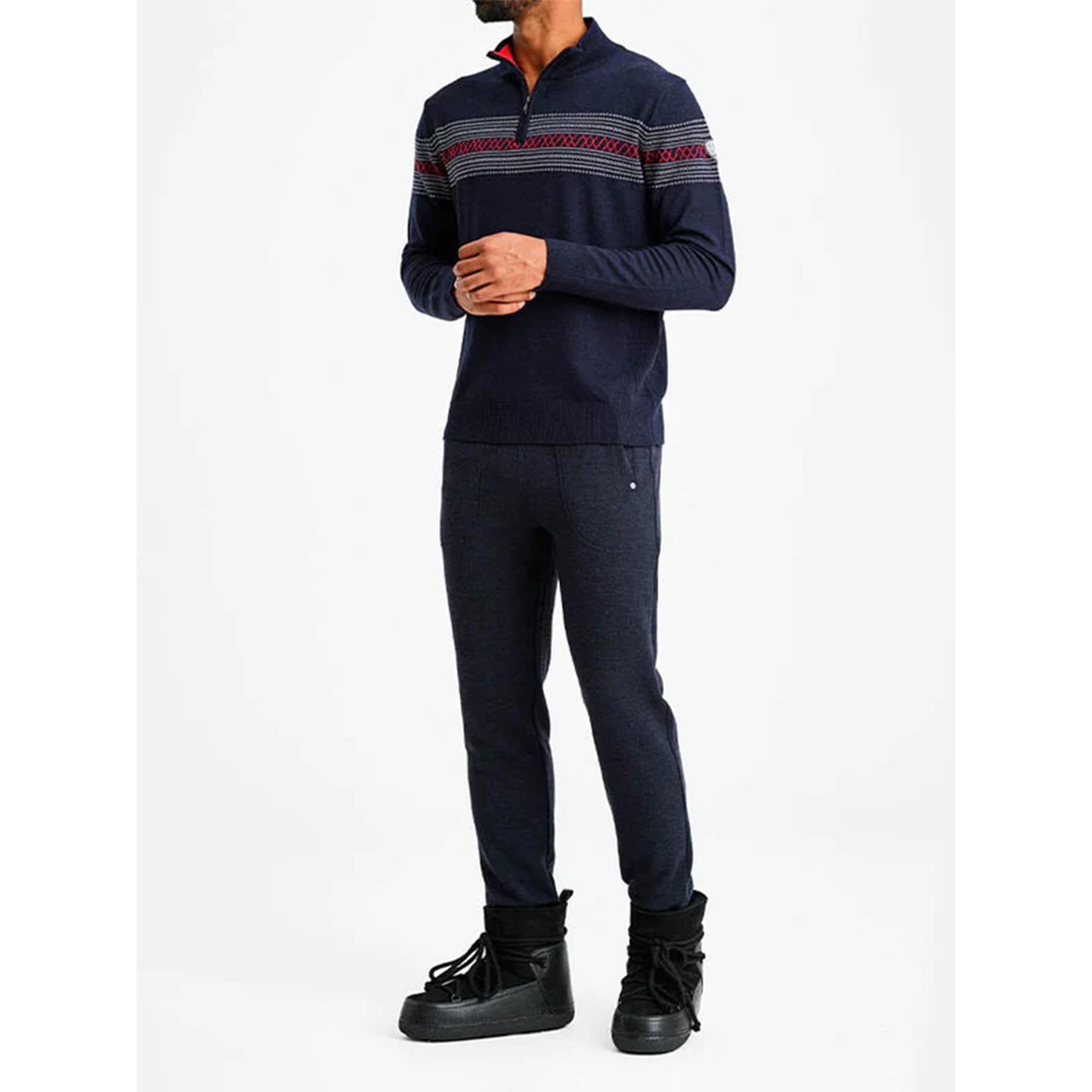 Signature Zipup Sweater in Navy Flag