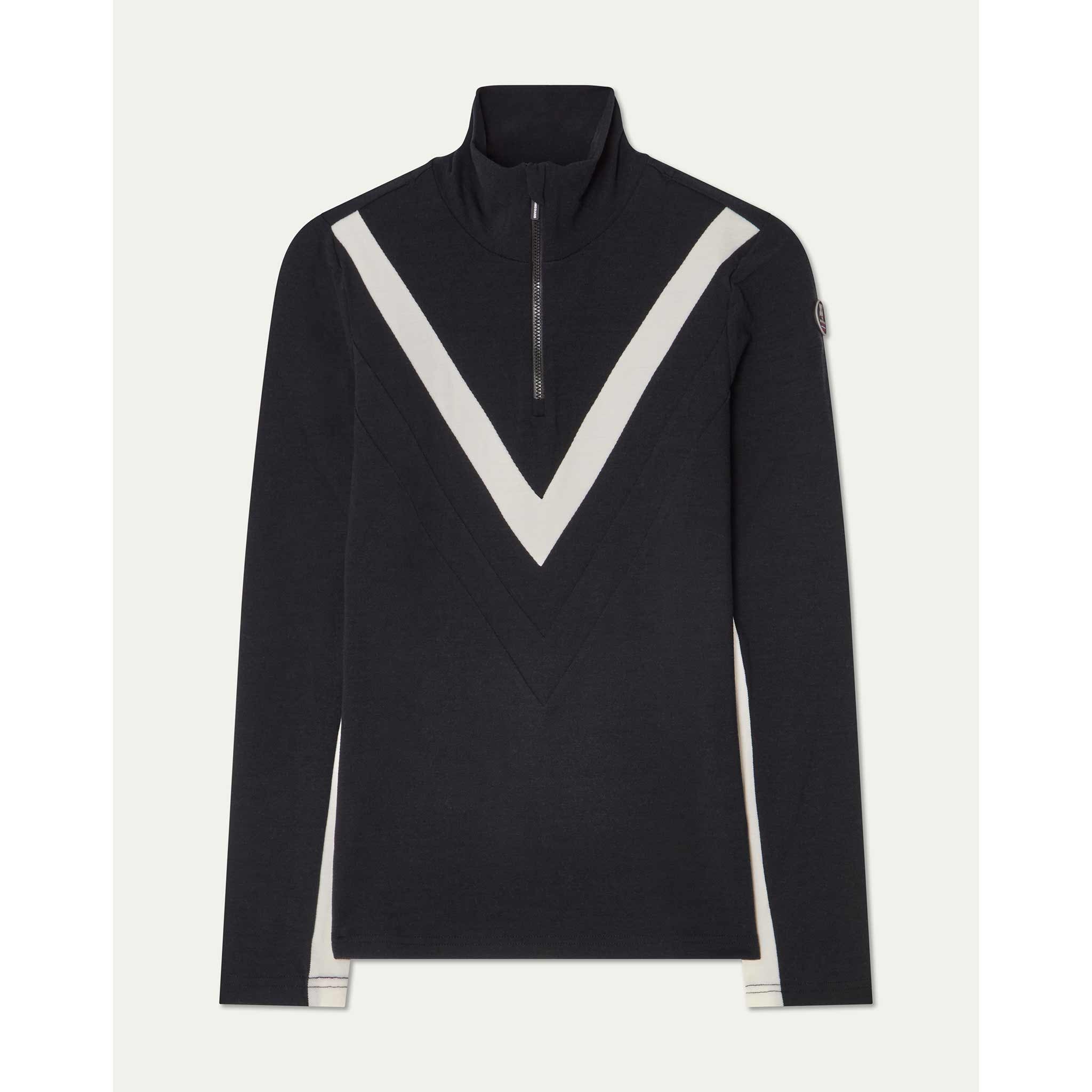 Voss Chevron Zip Up Sweater in Black