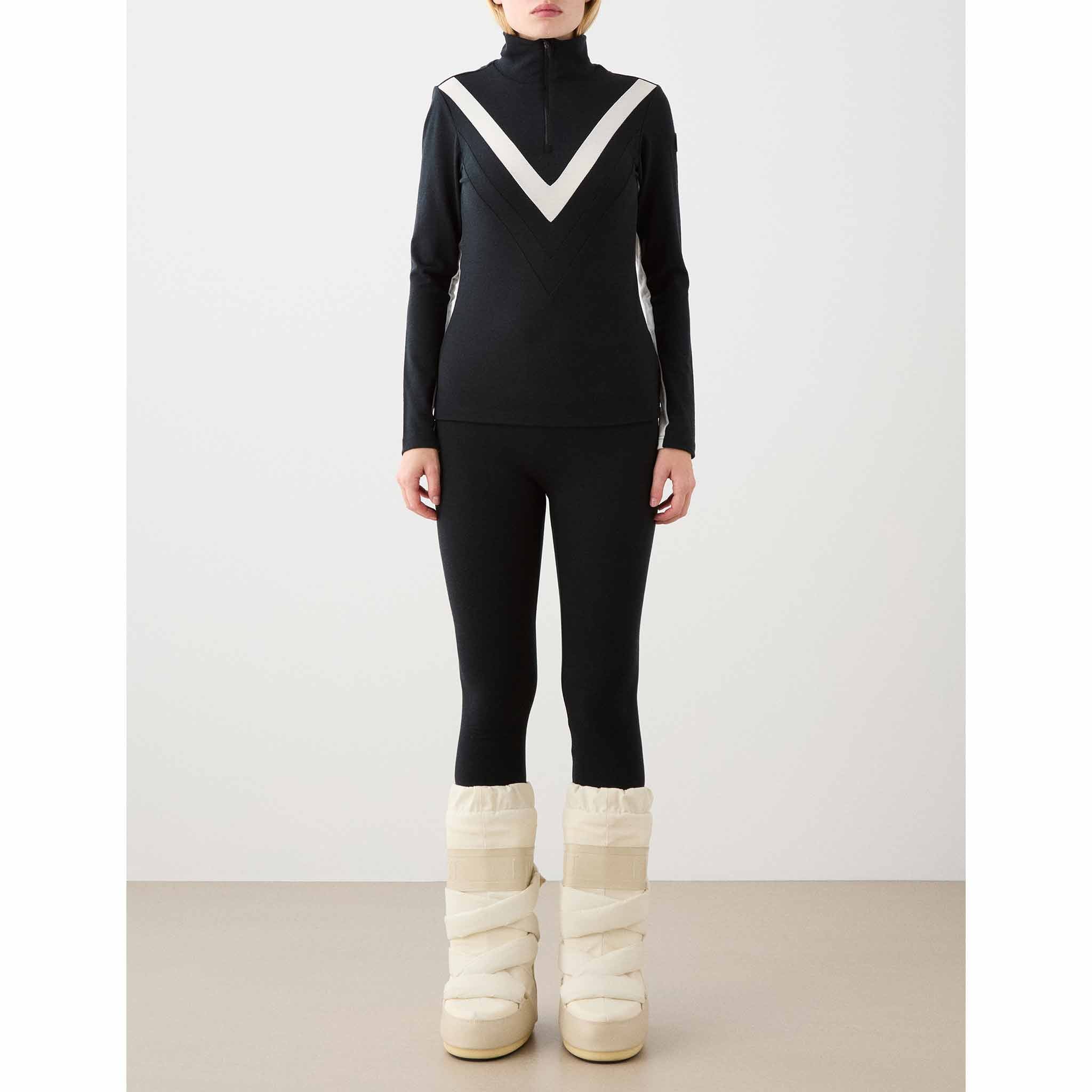 Voss Chevron Zip Up Sweater in Black