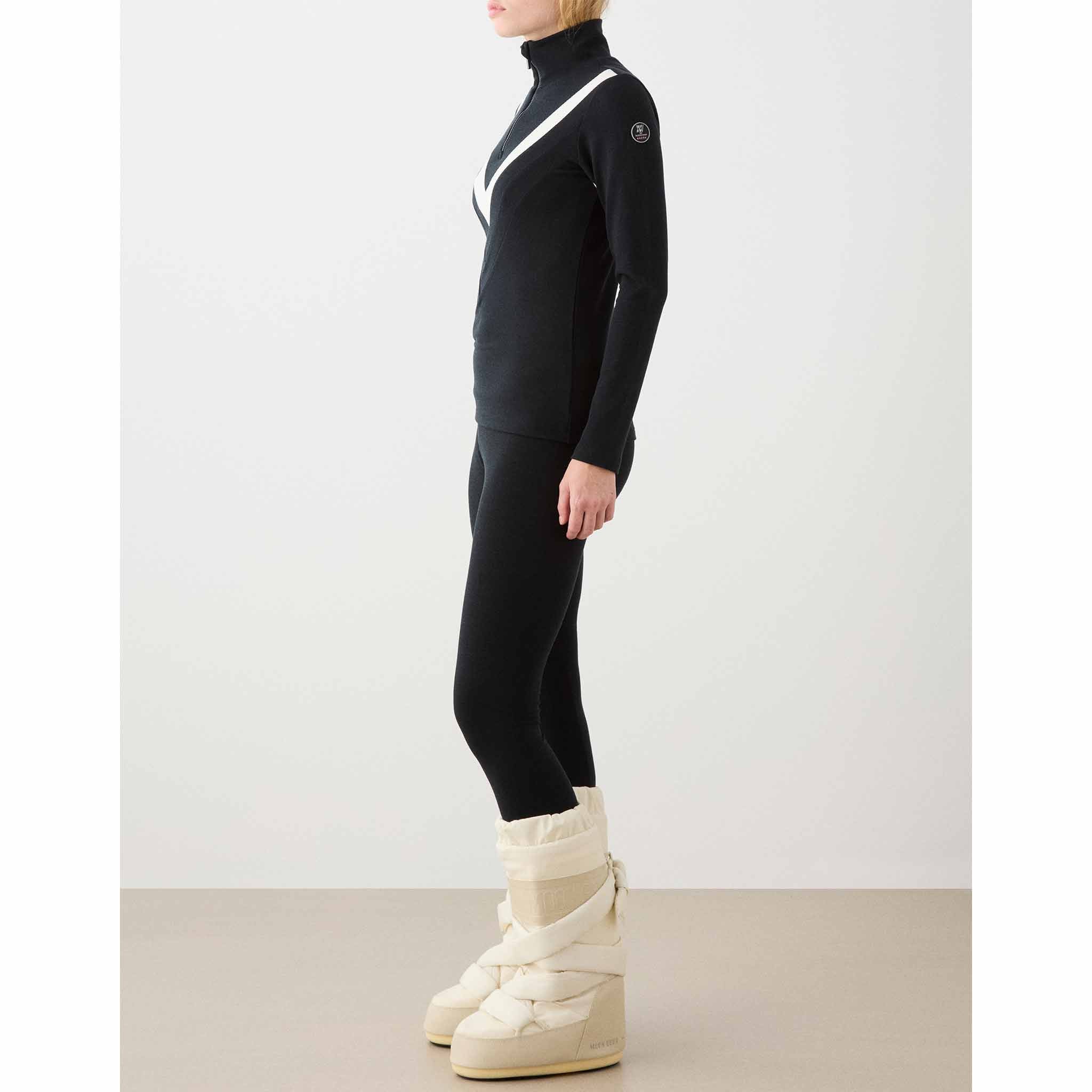 Voss Chevron Zip Up Sweater in Black