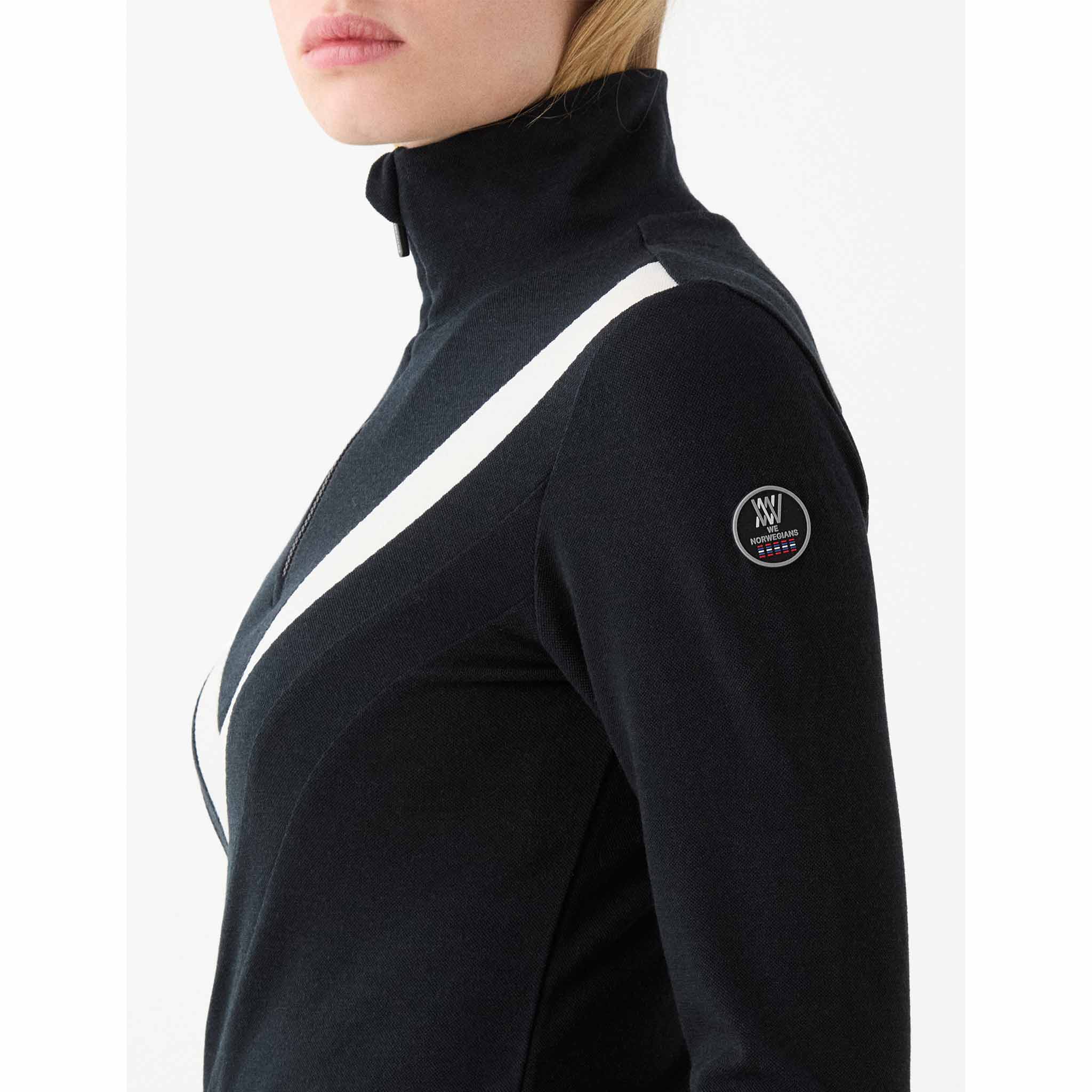 Voss Chevron Zip Up Sweater in Black