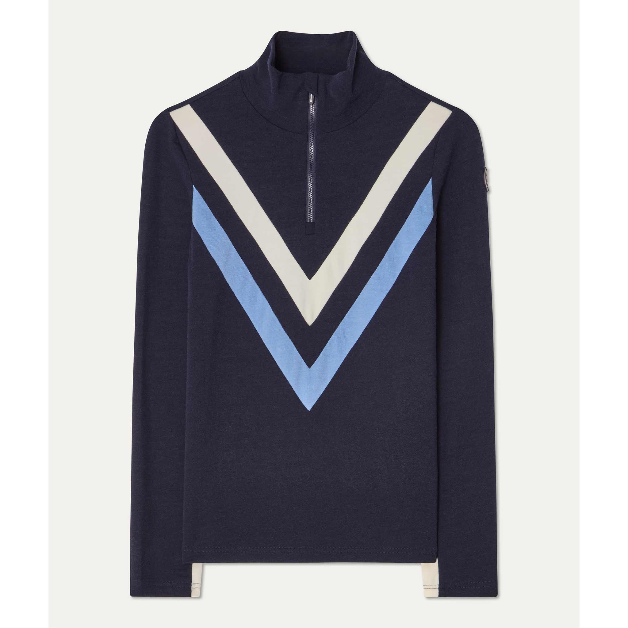 Voss Chevron Zipup Sweater in Navy
