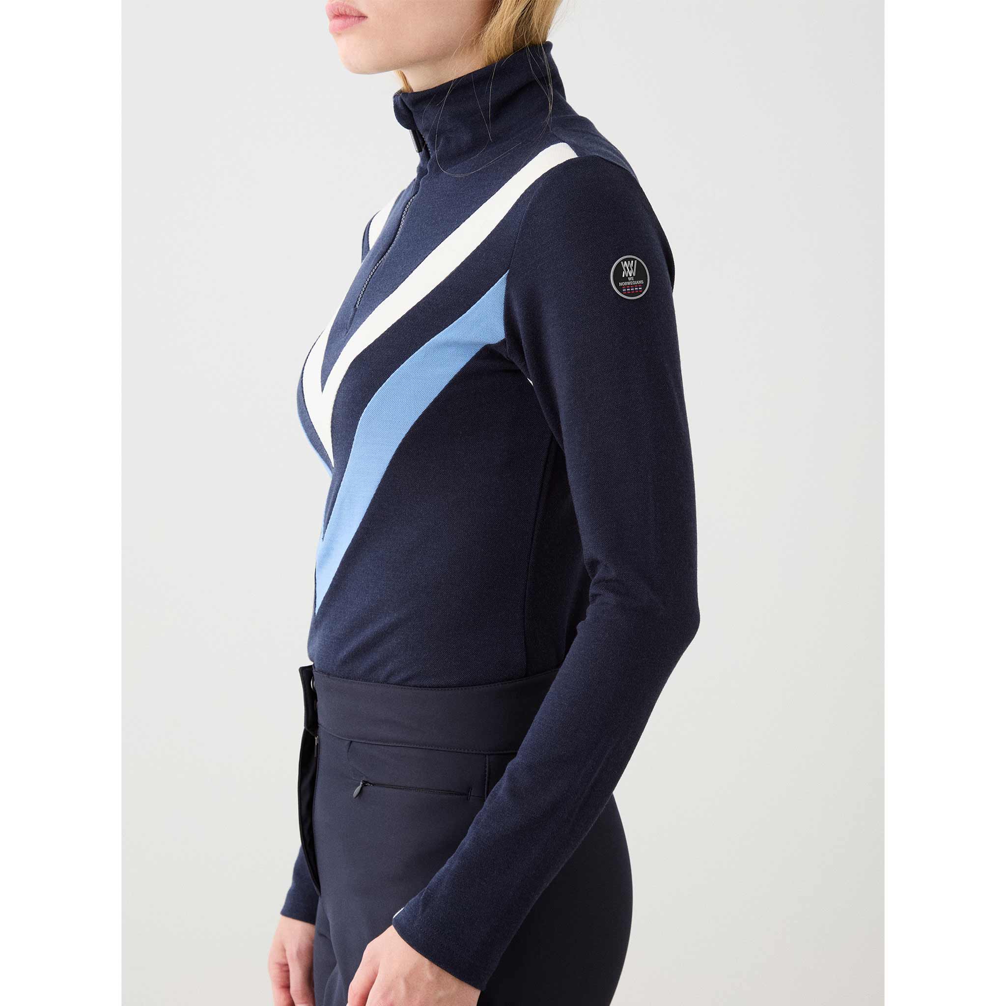 Voss Chevron Zipup Sweater in Navy