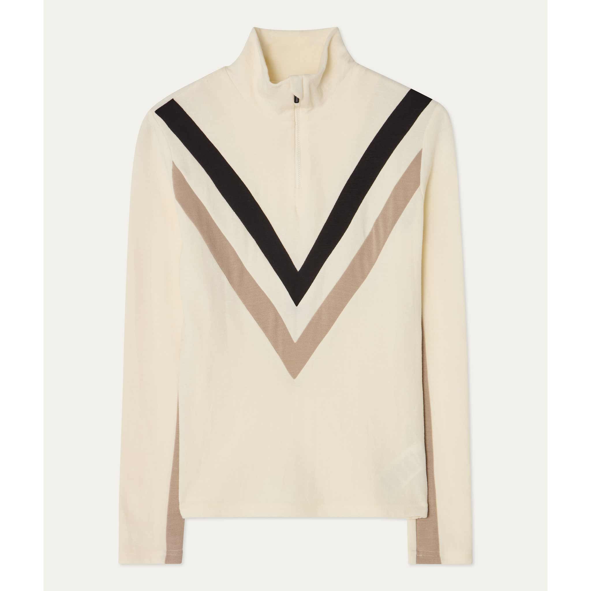 Voss Chevron Zipup Sweater in Off White