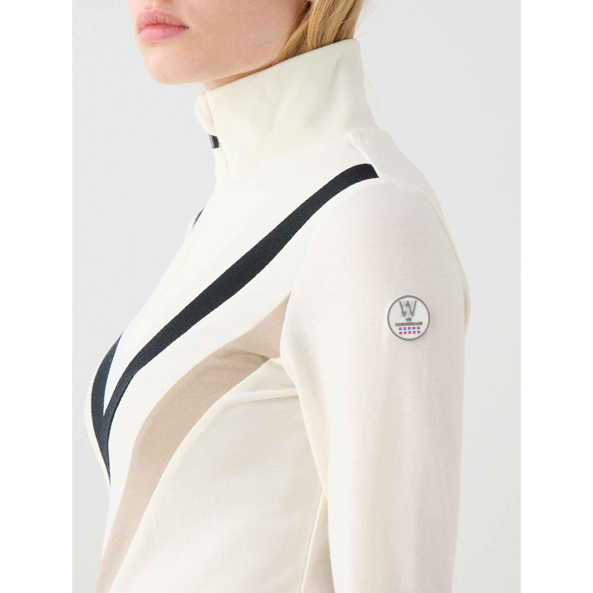 Voss Chevron Zipup Sweater in Off White