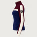 Alp n Rock women's Ali Rib Sweater in Deep Blue/Deep Red, side product view.