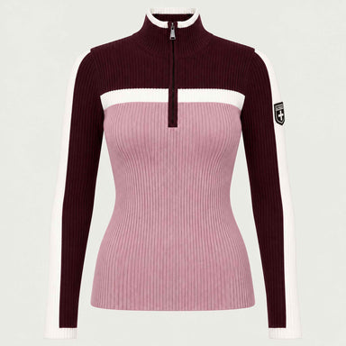 Alp n Rock women's Ali Rib Sweater in Smokey Rose/Cabernet, front product view.
