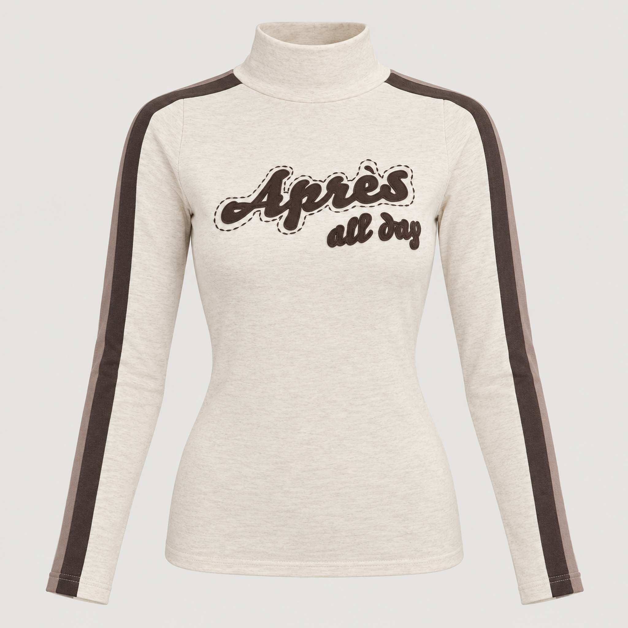Alp n Rock women's Apres All Day Mockneck in fossil, front view.