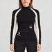 Alp n Rock women's Ashna Mockneck in black, front view on model.