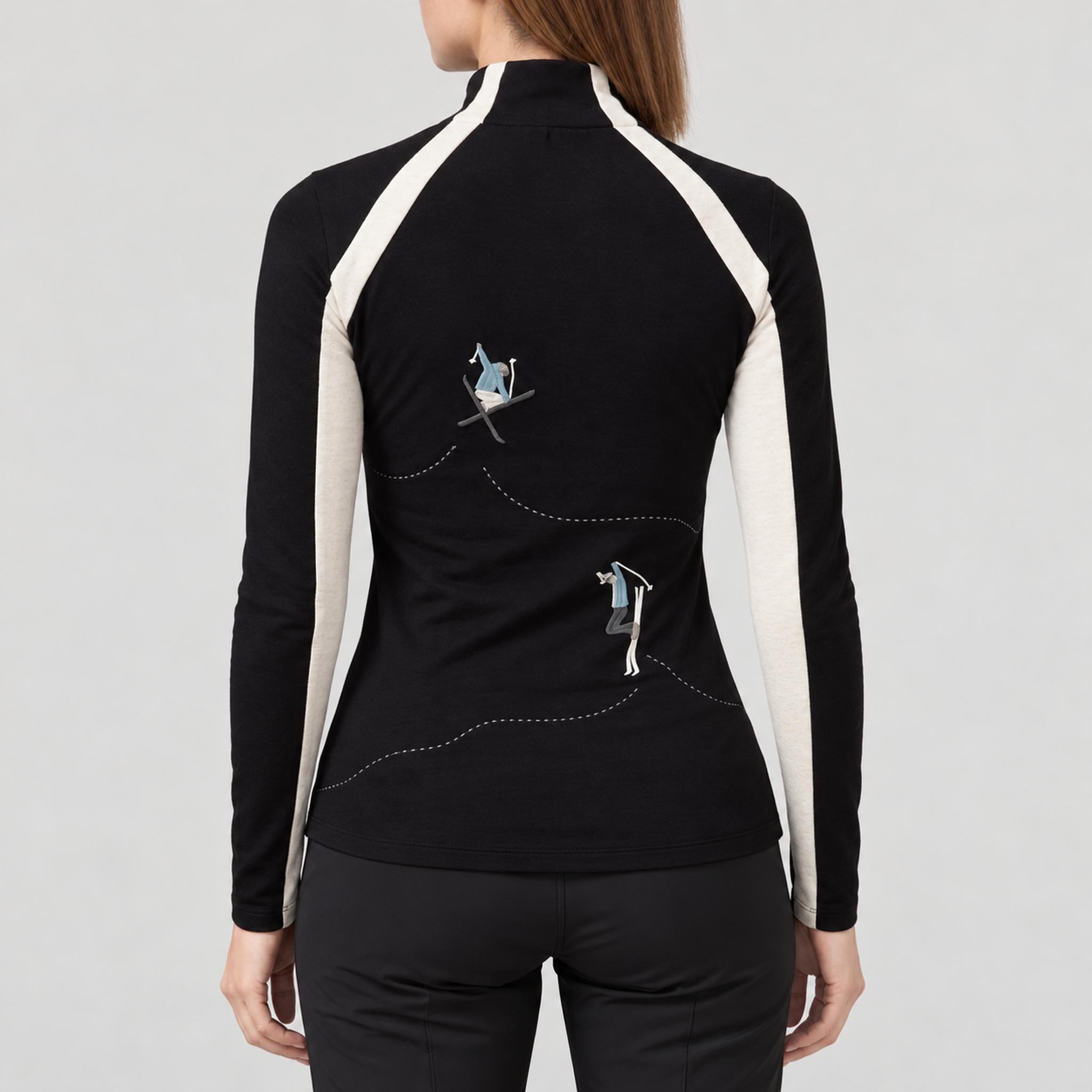 Alp n Rock women's Ashna Mockneck in black, back view on model.