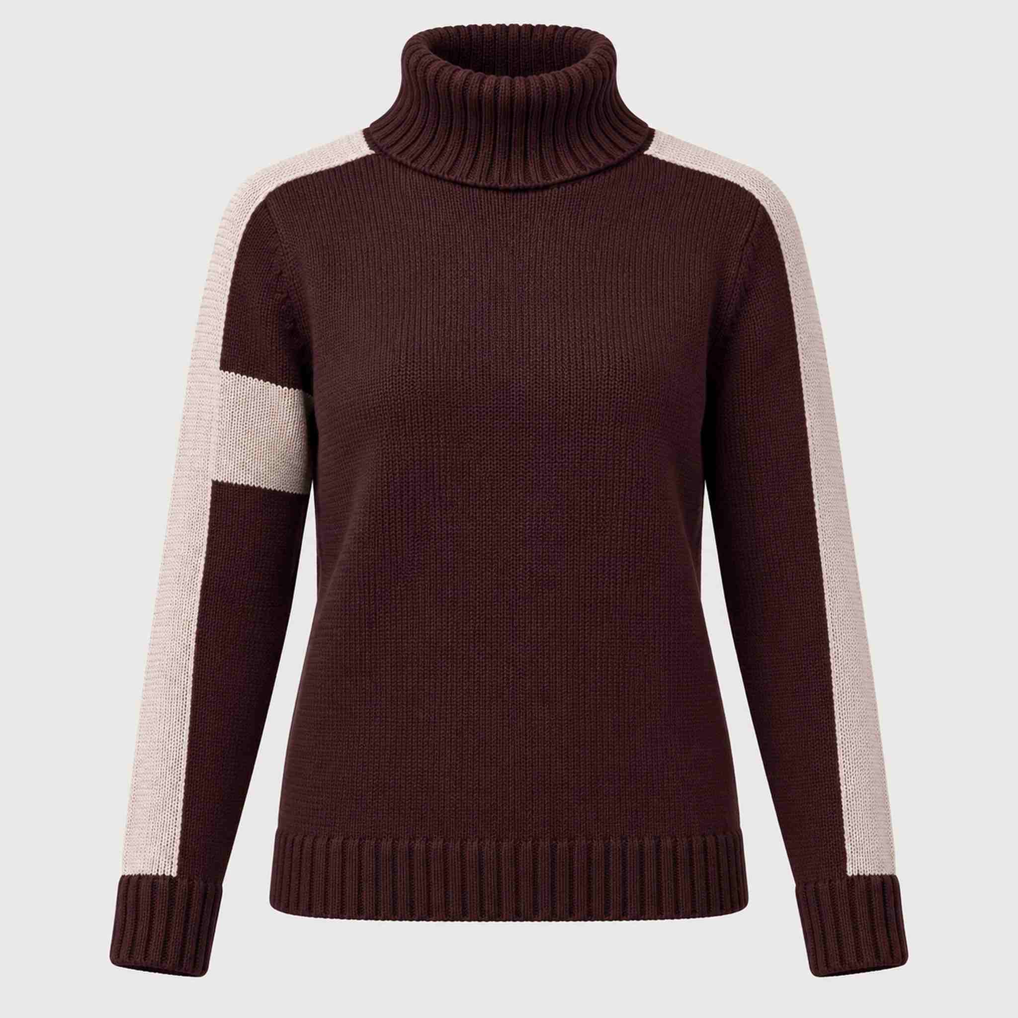 Alp n Rock women's Killian Sweater in cabernet, front view.