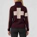 Alp n Rock women's Killian Sweater in cabernet, back view on model.