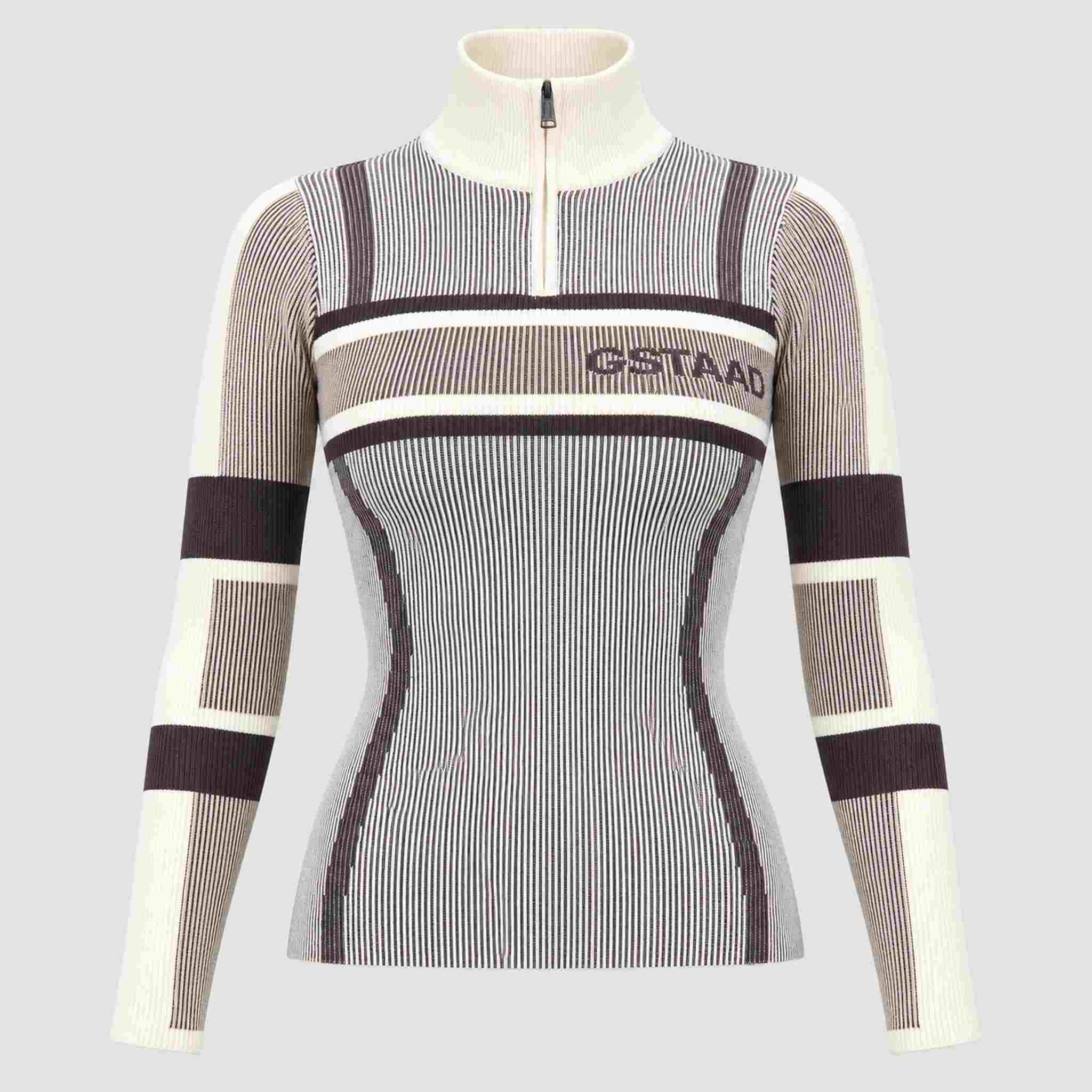 Alp n Rock women's Sylvia Zip Sweater in ivory, front view.