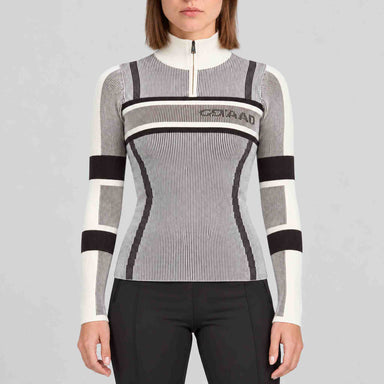 Alp n Rock women's Sylvia Zip Sweater in ivory, front view on model.