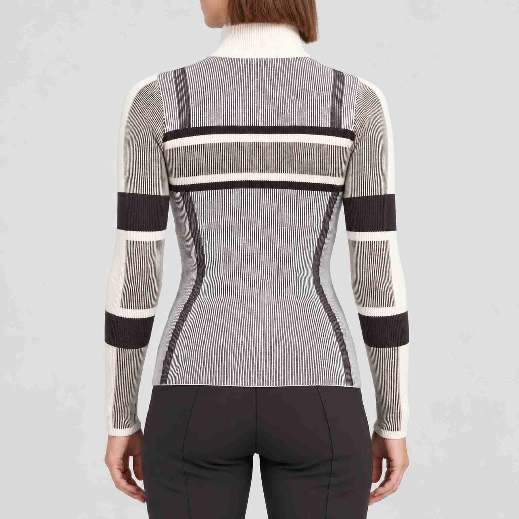 Alp n Rock women's Sylvia Zip Sweater in ivory, back view on model.