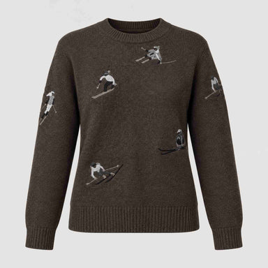Alp n Rock women's Talia Embroidered Skier Sweater in coffee, front view.